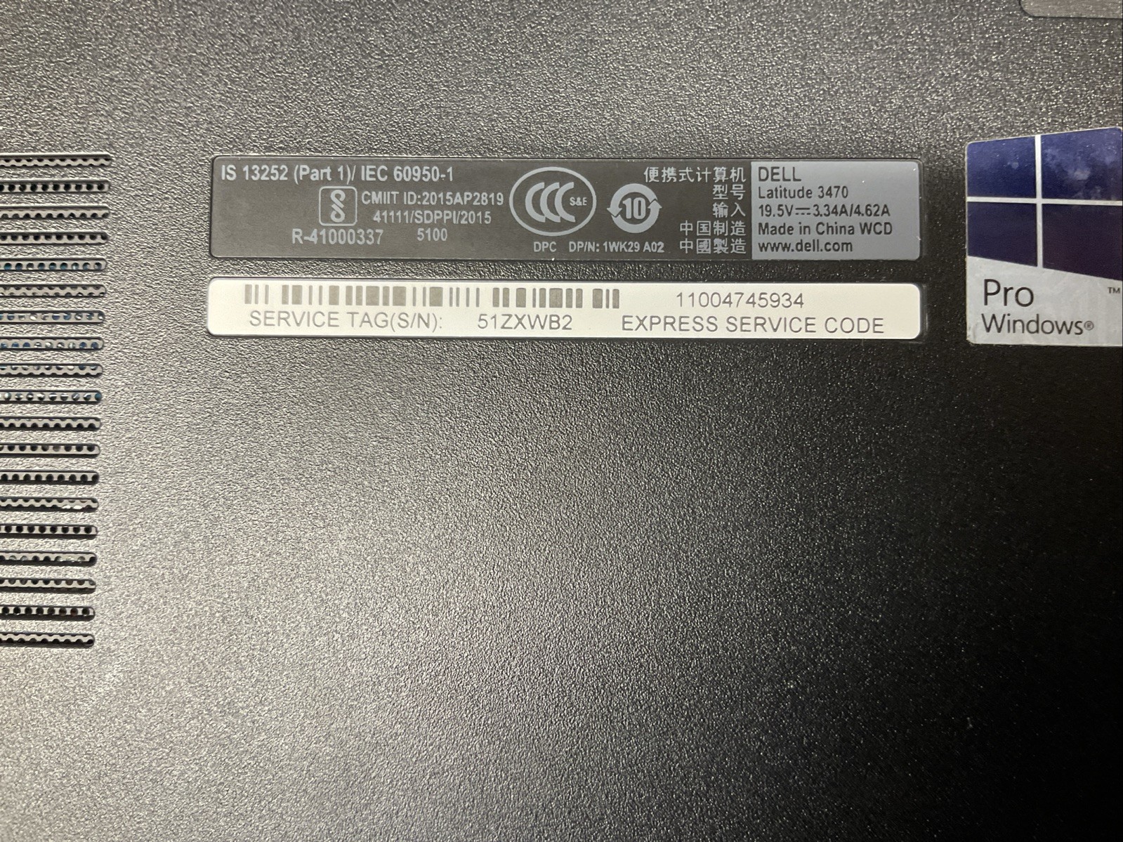 Dell Latitude 3470 / Intel Core i5 6th Gen / Parts Repair / B3N
