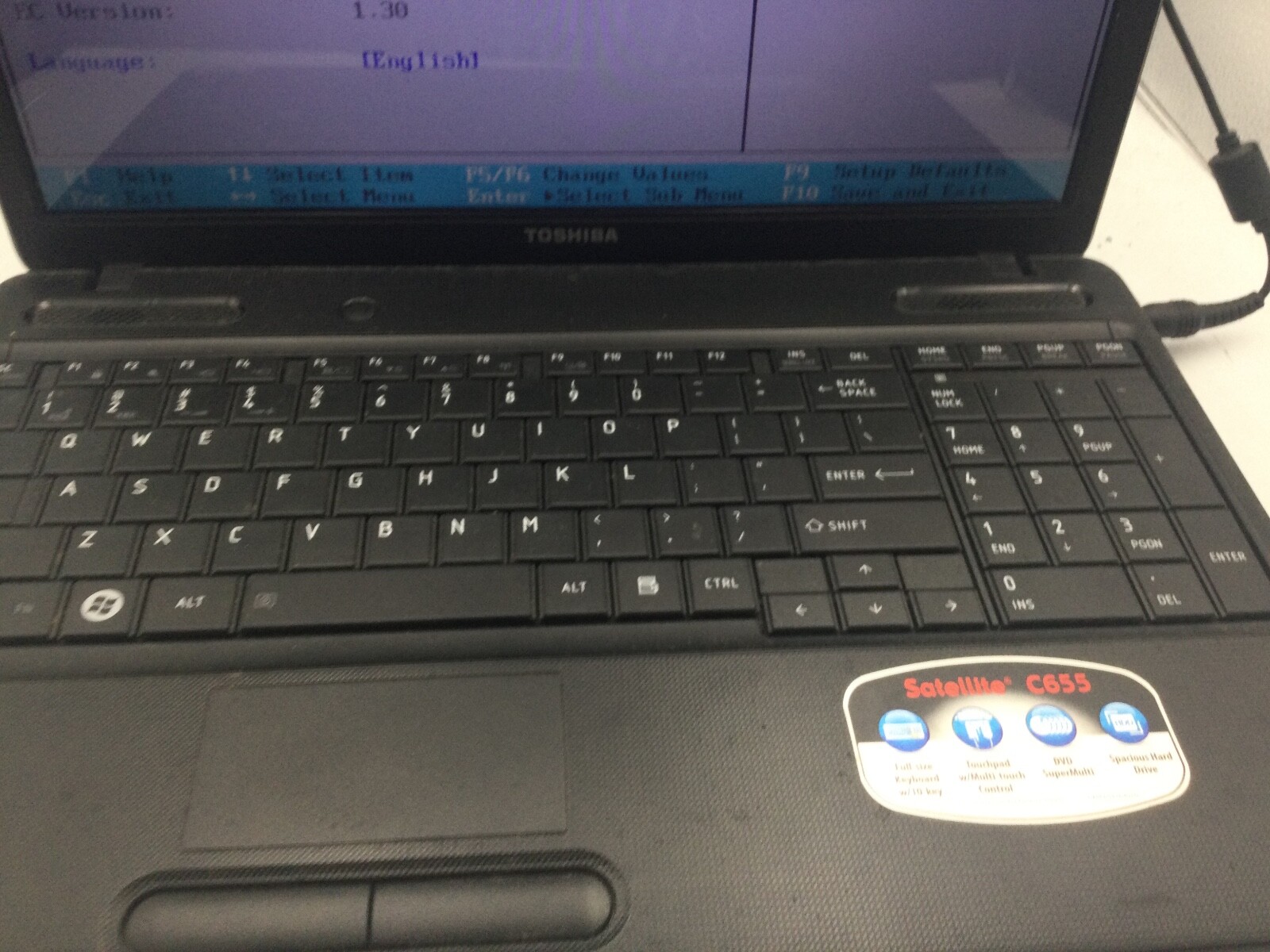 TOSHIBA SATELLITE C655D – BOOTS TO BIOS – AMD E 350 – 3GB RAM – 15″ – READ – BB!