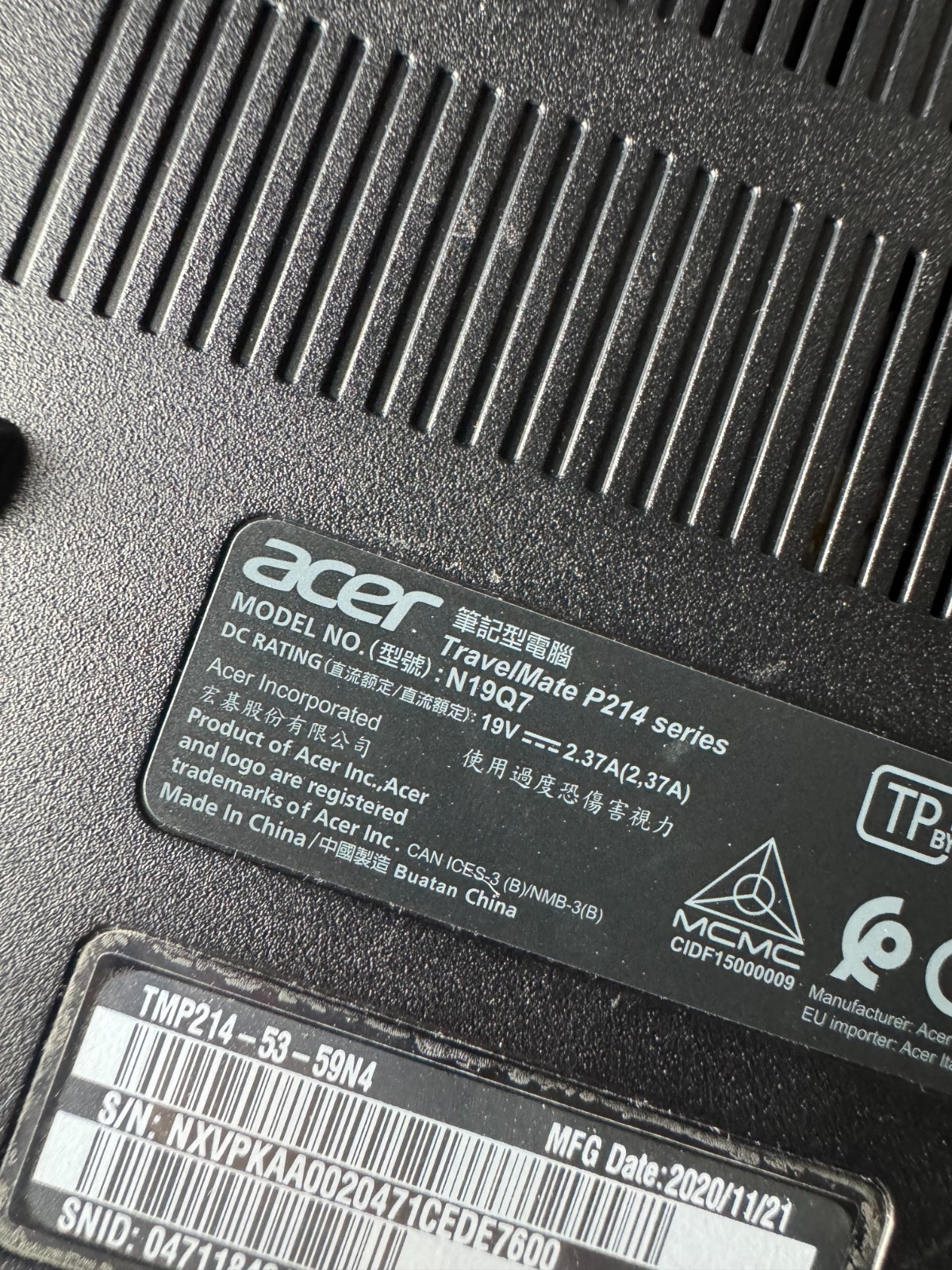 ACER TRAVELMATE P214 Core i5, 8GB RAM, 512GB NVME Laptop for Parts #4351