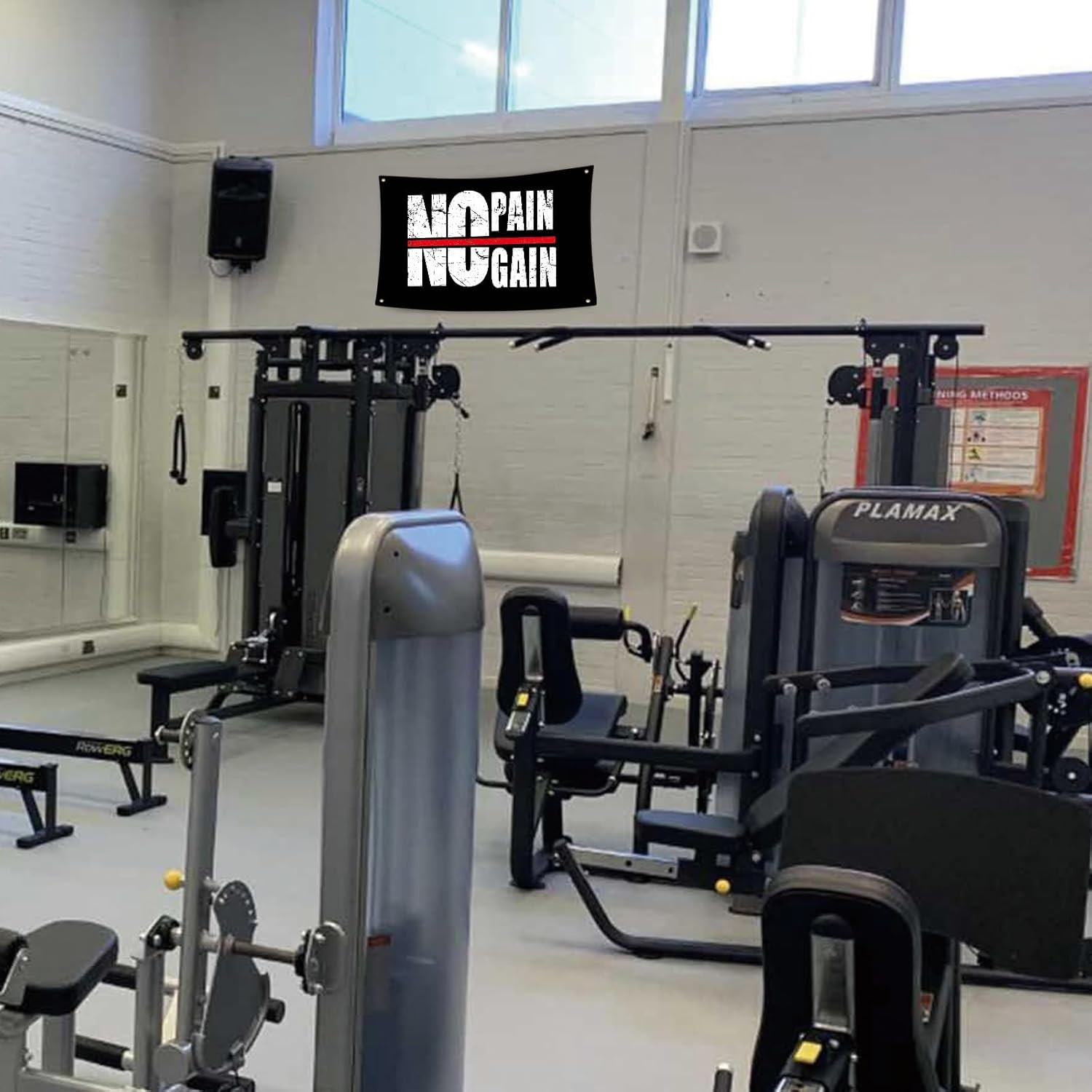 No Pain No Gain Flag Motivational Gym Banner 3 X 5 Ft Fitness Wall Decor with 4