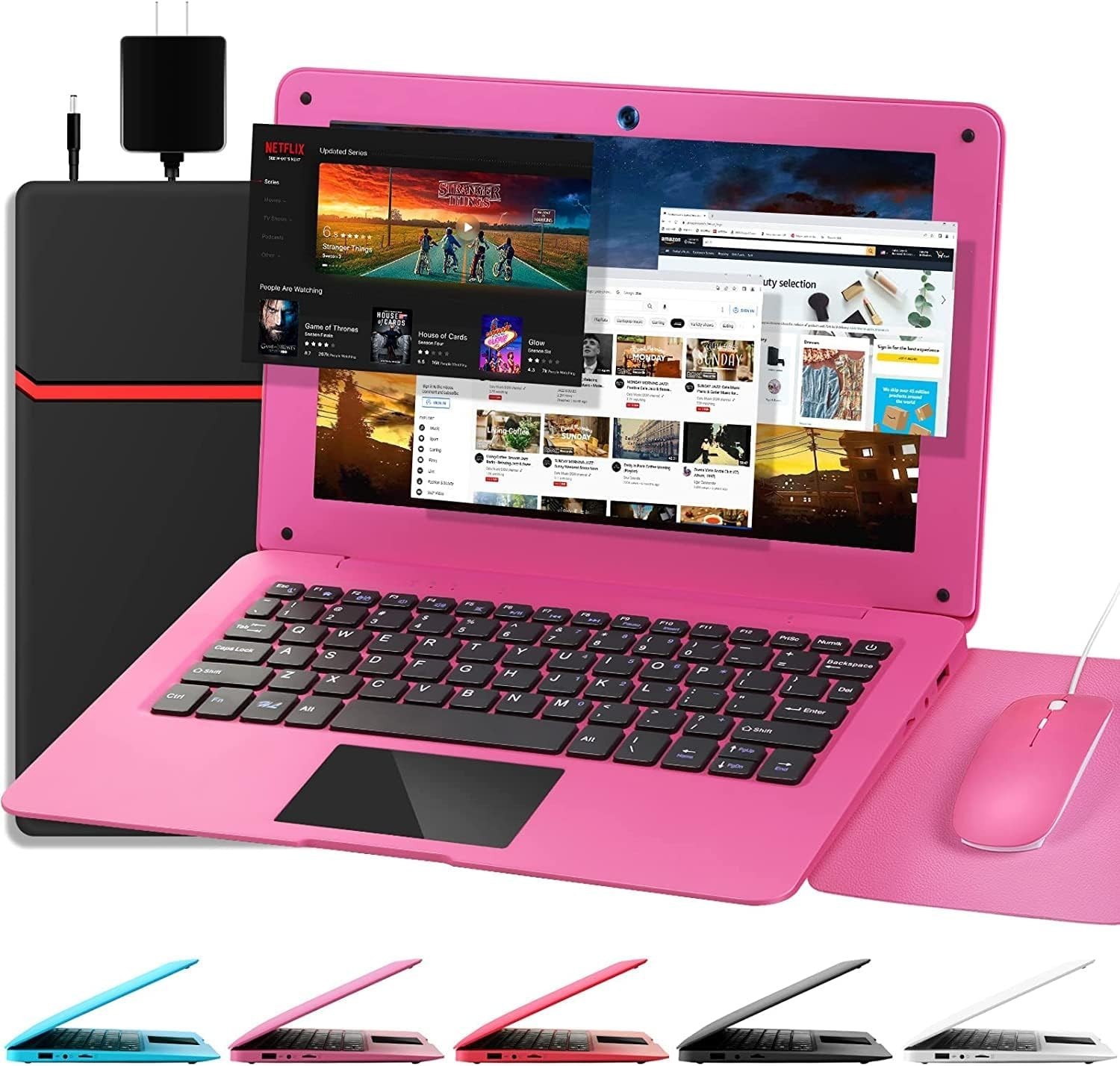 10.1” Laptop Computer Quad Core Android 12.0 Mini Netbook 2G RAM Kids Pink NEW