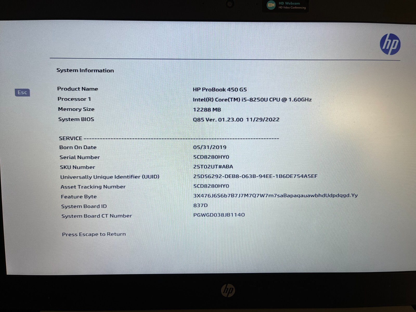 HP ProBook 450 G5, 500GB, 12GB RAM, Win 11 Pro, Intel Core i5 8250U, top conditi