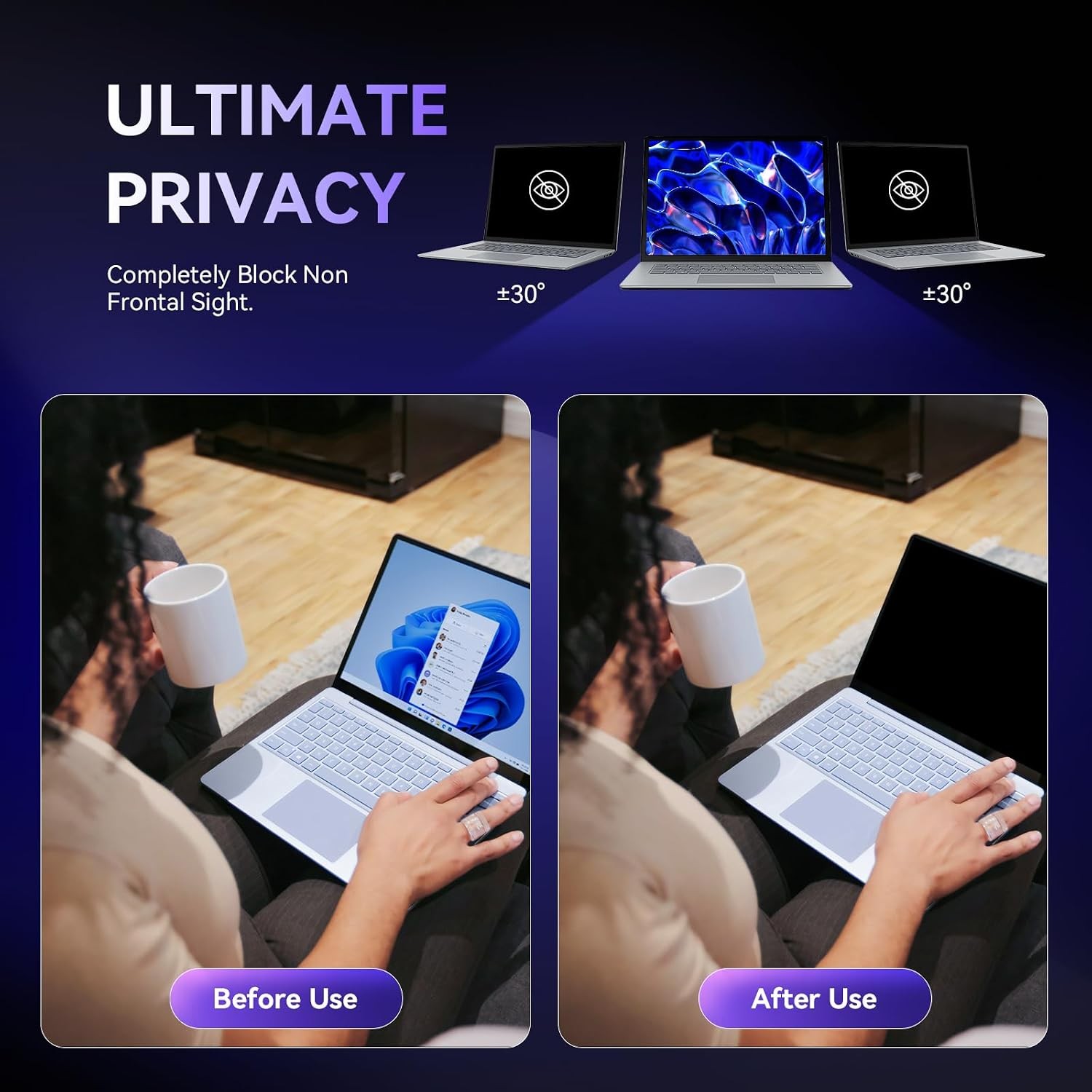 Laptop Privacy Screen Surface Laptop 6/5/4/3/2/1-13.5 Inch, Removable Anti-Spy F