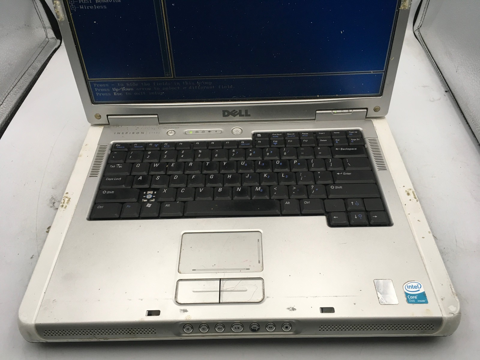 DELL INSPIRON E1505 – BOOTS TO BIOS – INTEL CORE DUO – 512MB RAM – 15″ -READ- BB