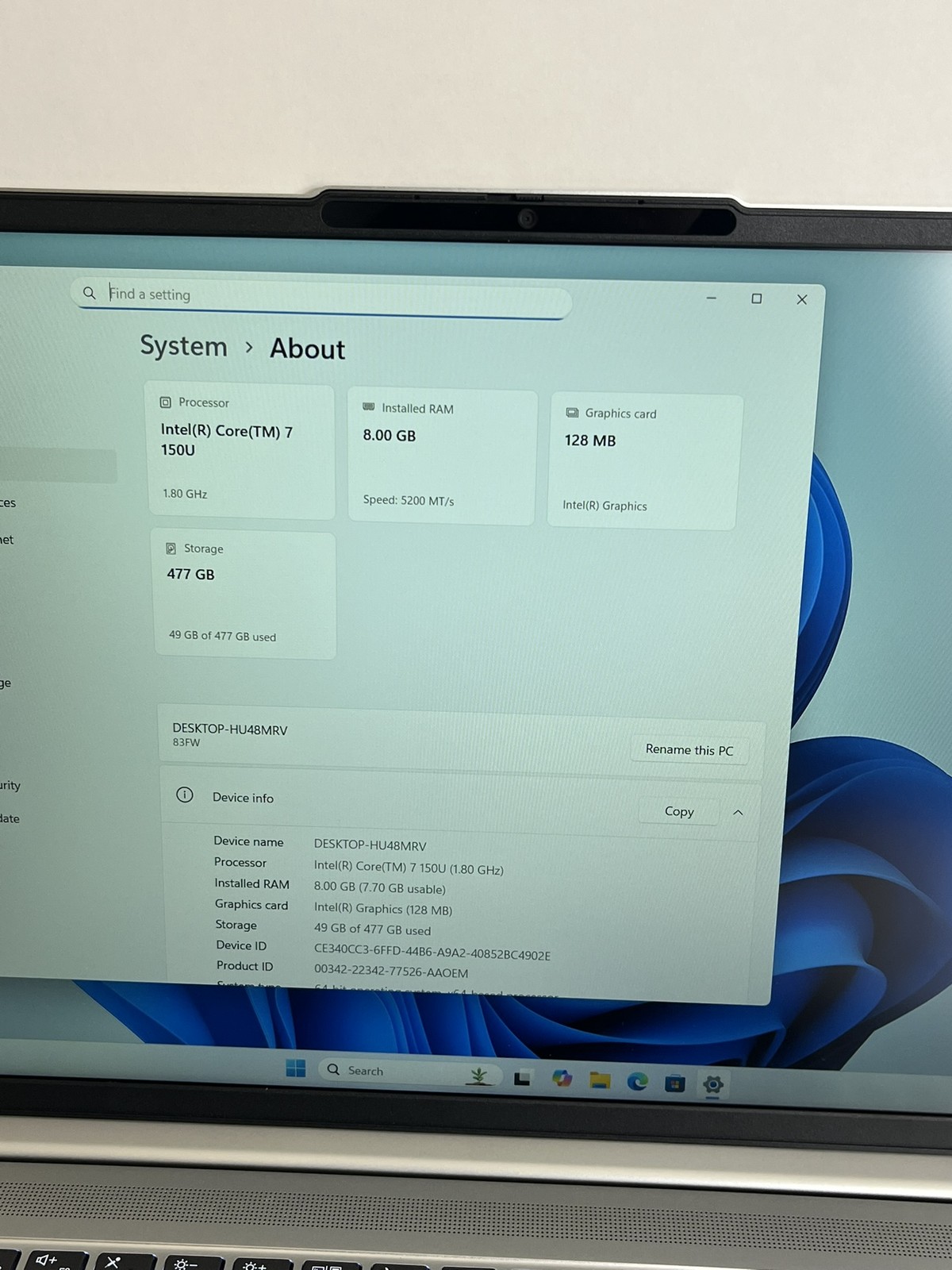Lenovo IdeaPad Slim 5 16IRU9 16in Intel Core 7 150U 1.8GHz 8GB RAM 512GB WIN11