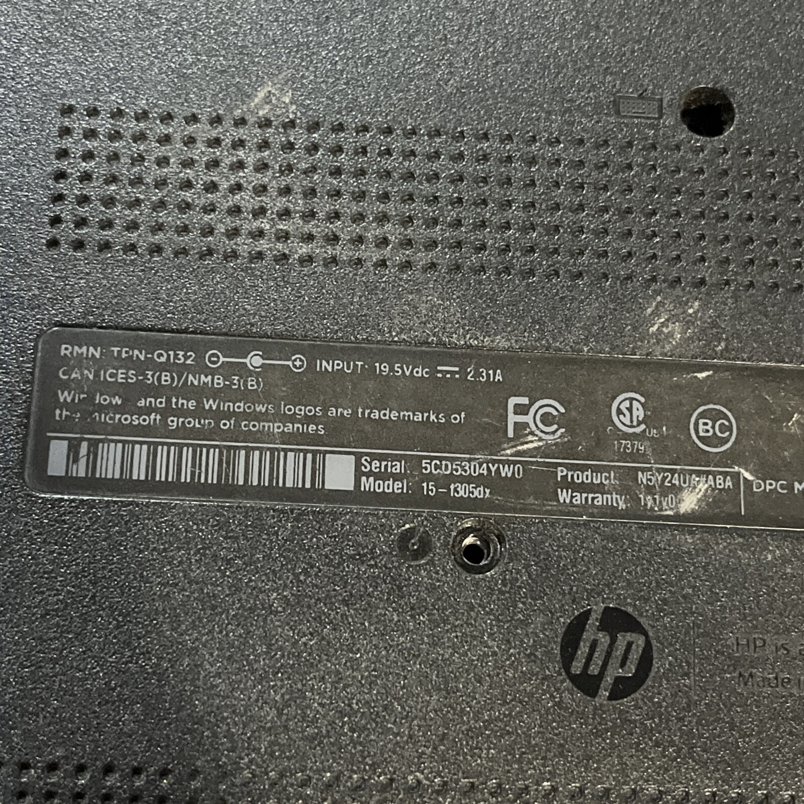 HP 15-F305DX 8GB RAM NO HD