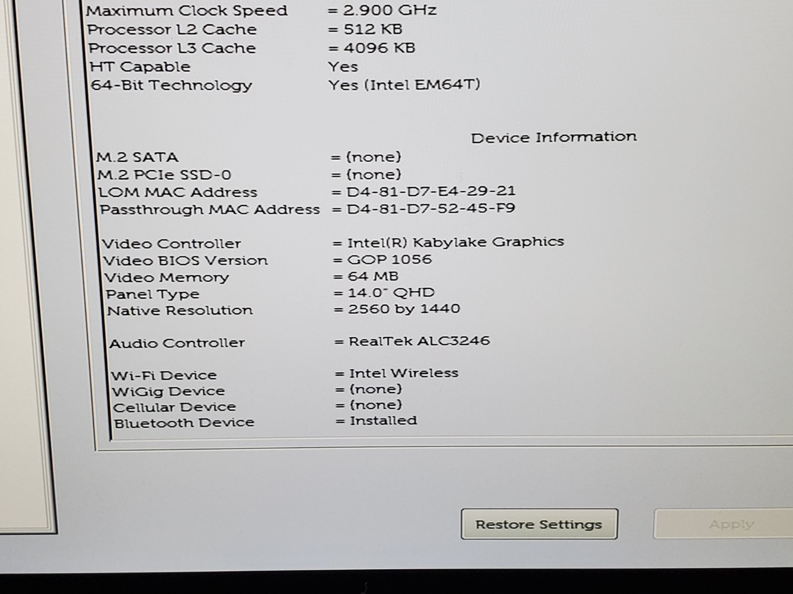 Dell Latitude 7480 i7 7600U 2.80GHz/ 16GB/ NO SSD 2560×1440 Touch #2806