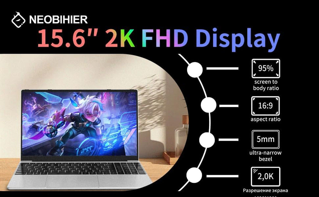 Gaming Laptop, N95 up to 3.4Ghz, 16GB RAM, 512GB SSD, 15.6″ 2K Display, Fingerpr
