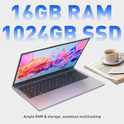 15.6″ FHD IPS Laptop Computer, 16GB Dual RAM 1TB SSD, Win 11 Pro, Full