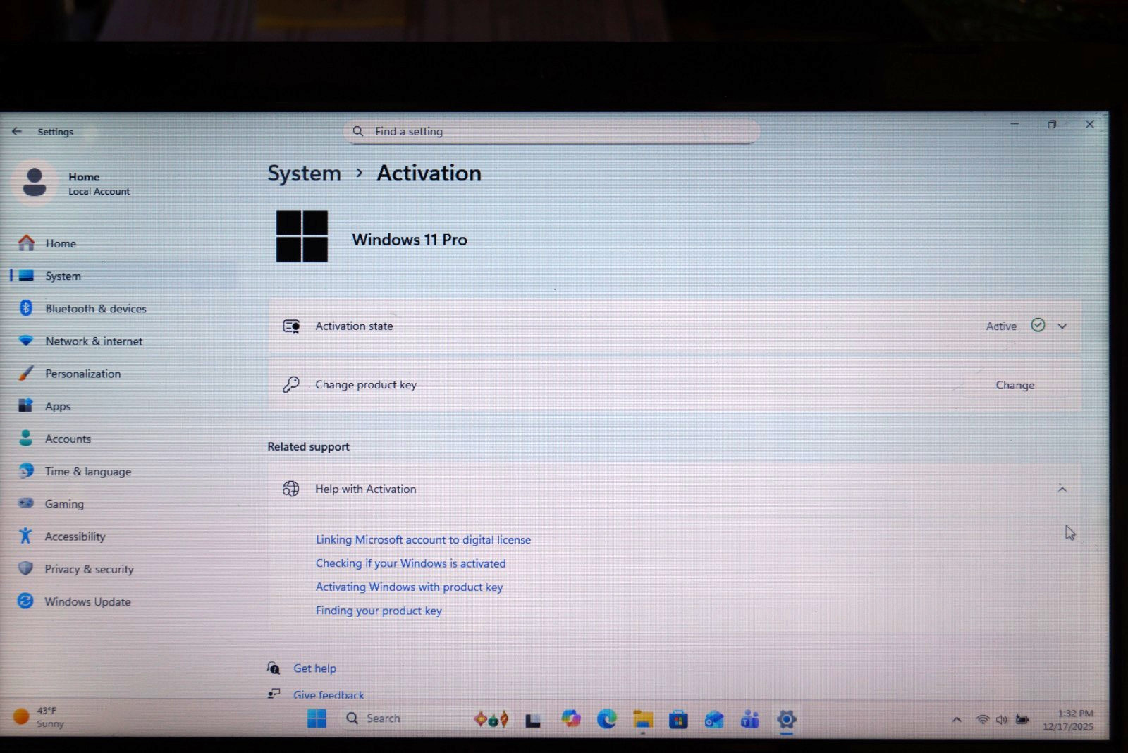 Activated 25H2 WIN11 PRO Toshiba S855-S5165 Gen3 i7@2.40GHz,8GBRAM 250GB SSD