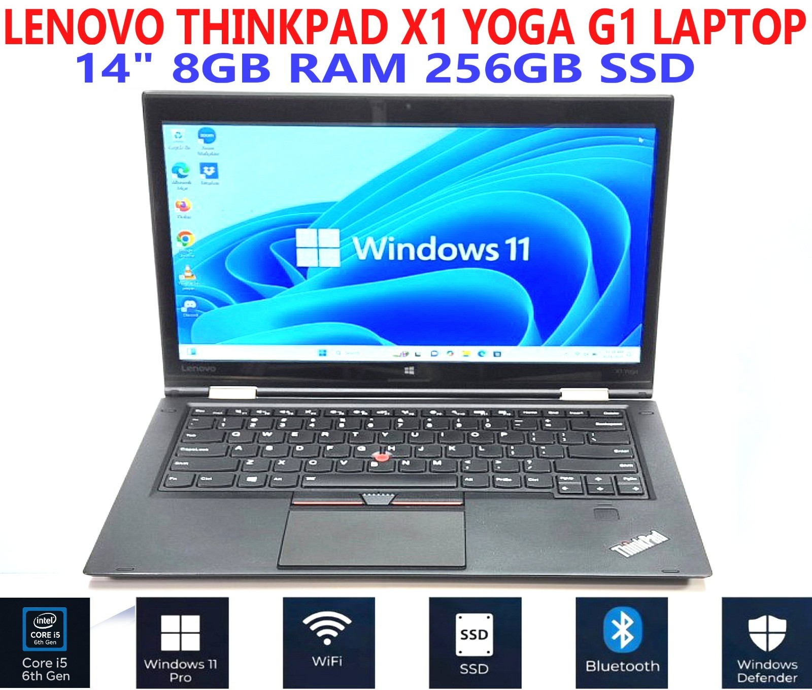 LENOVO THINKPAD X1 YOGA G1 LAPTOP i5-6200U 14″ 2.30GHz 8GB RAM 256GB SSD WIN 11