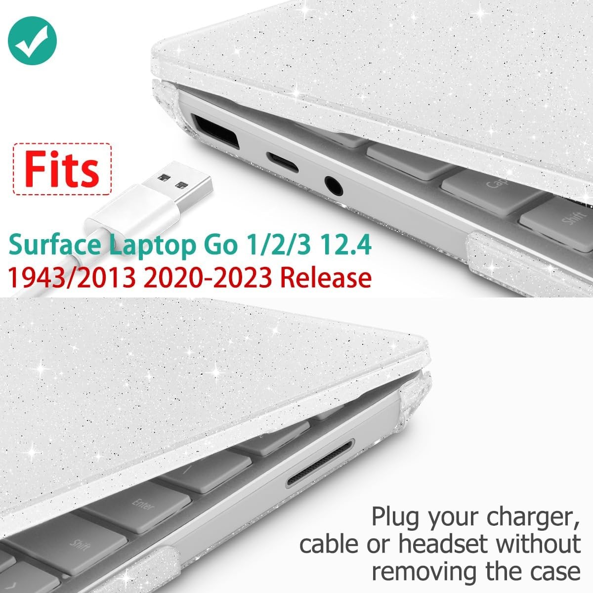 Case for 12.4 Inch Microsoft Surface Laptop Go 3/2/1 2023-2020 Releases, Clear