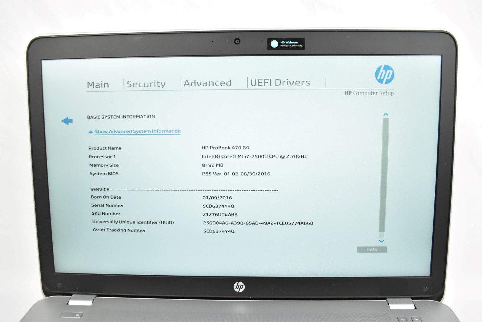 (4) HP ProBook 470 G4 Laptops i7-7500U 2.7GHz 8GB 240GB SSD DVDRW No OS 17.3″