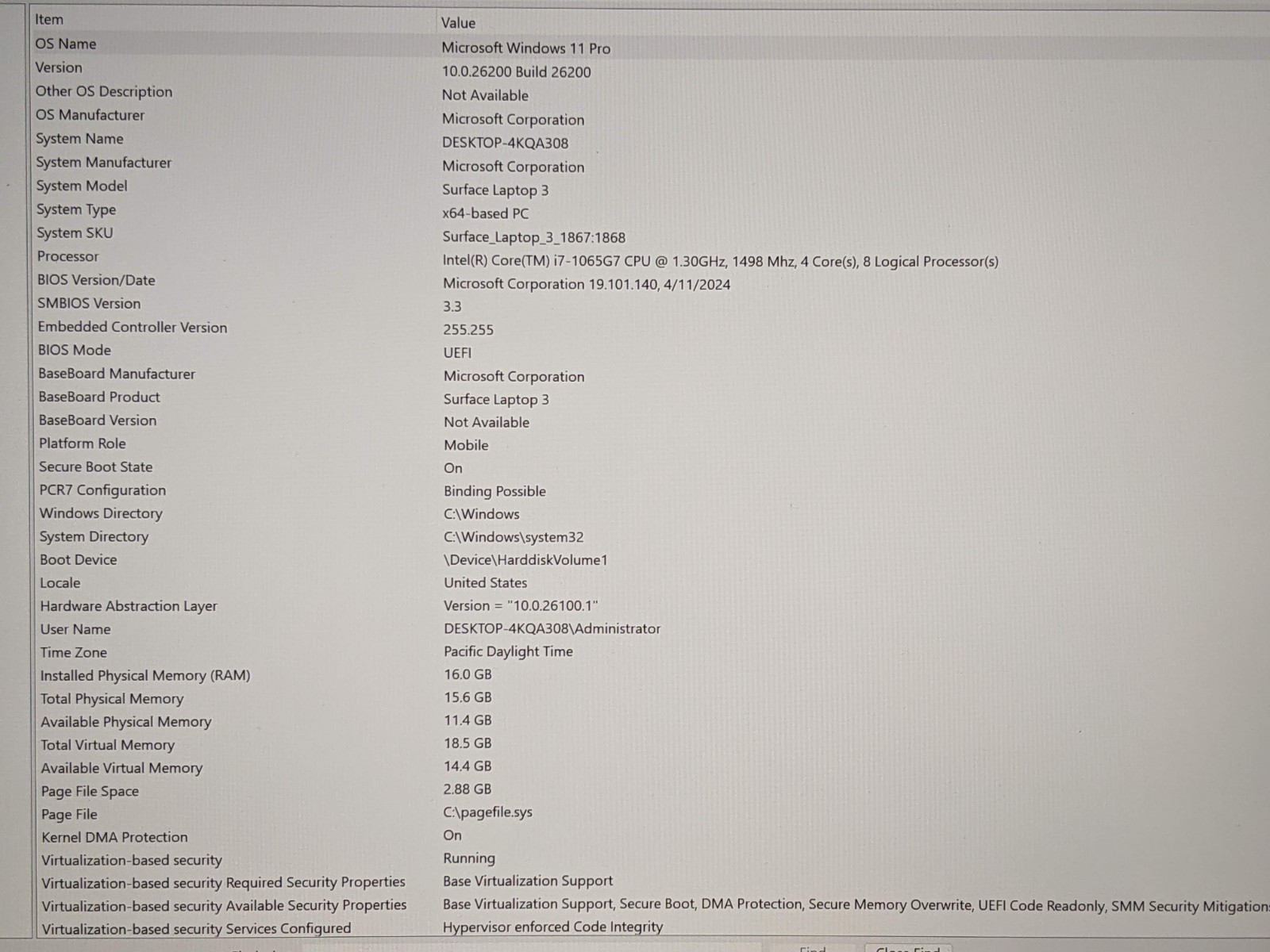 MS Surface Laptop 3 1867:1868 13.5″ 2256×1504 TOUCH i7-10 1.3GHz 16GB 256GB +PA
