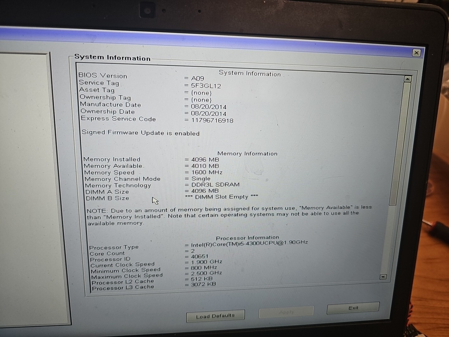 Dell Latitude E7440. i5-4310u 2.0GHz 4GB RAM READ P&r Only Missing Parts