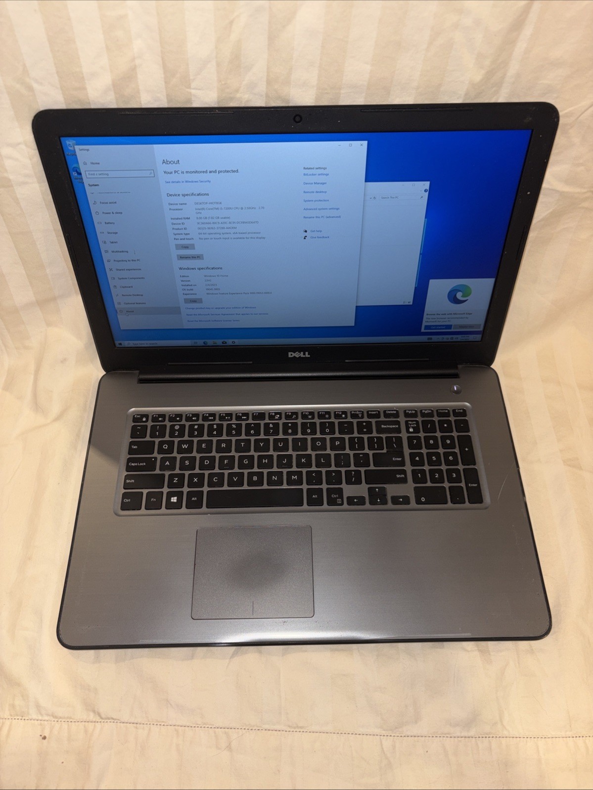 17.3″ Dell INSPIRON 17 5767 Laptop i5-7200U @ 2.50GHz 8GB RAM 500GB HDD Win 10H