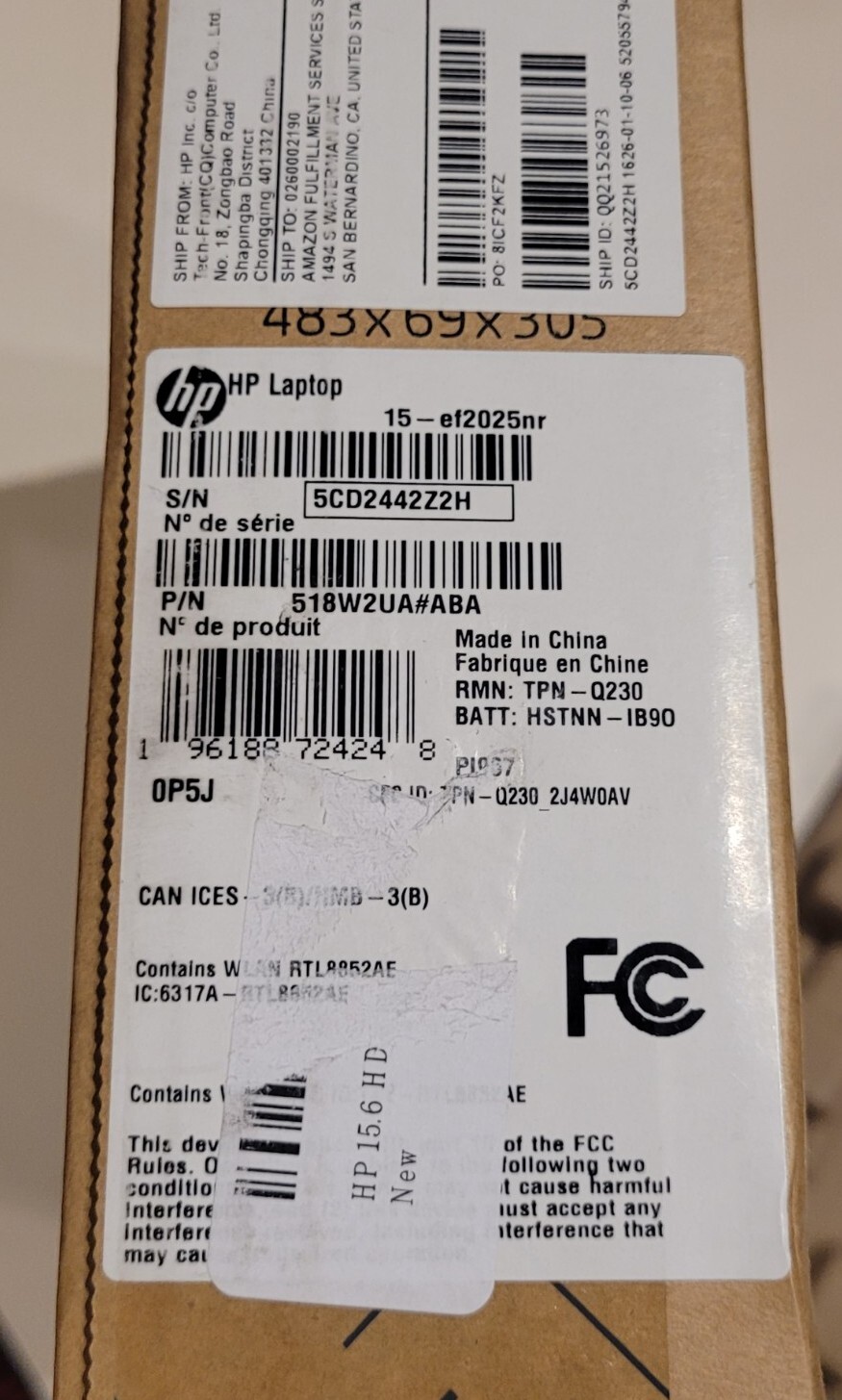 HP 15-EF2025 Ryzen 7 5700U 256GB SSD 8GB 15.6″ Natural Silver Free Shipping!!