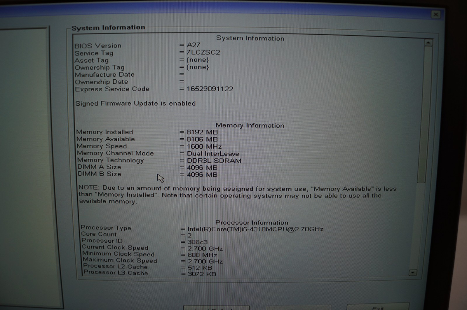 DELL P29F Latitude E6540 15.5″ 8GB RAM 2.7GHz 256GB HD WORKING READ PoR D152
