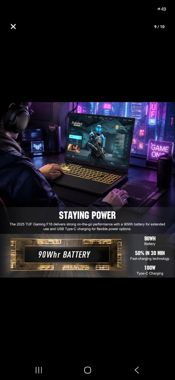 ASUS TUF F16 5050, i5-13450HX, 16″ 165Hz,GeForce RTX 5050, 16GB DDR5, 1TB SSD