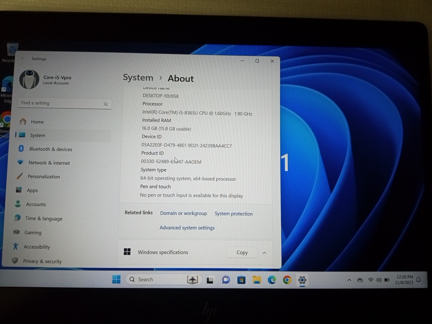 Hp Elitebook 830 G6 i5-8365U 1.60GHz Quad Core 16GB 256GB SSD