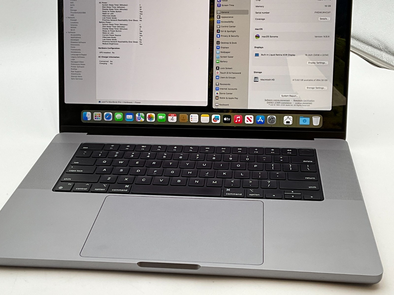 APPLE A2485 MacBook Pro 16″ M1 pro 16GB 512GB SONOMA 2021 FHGWLW4C6Y