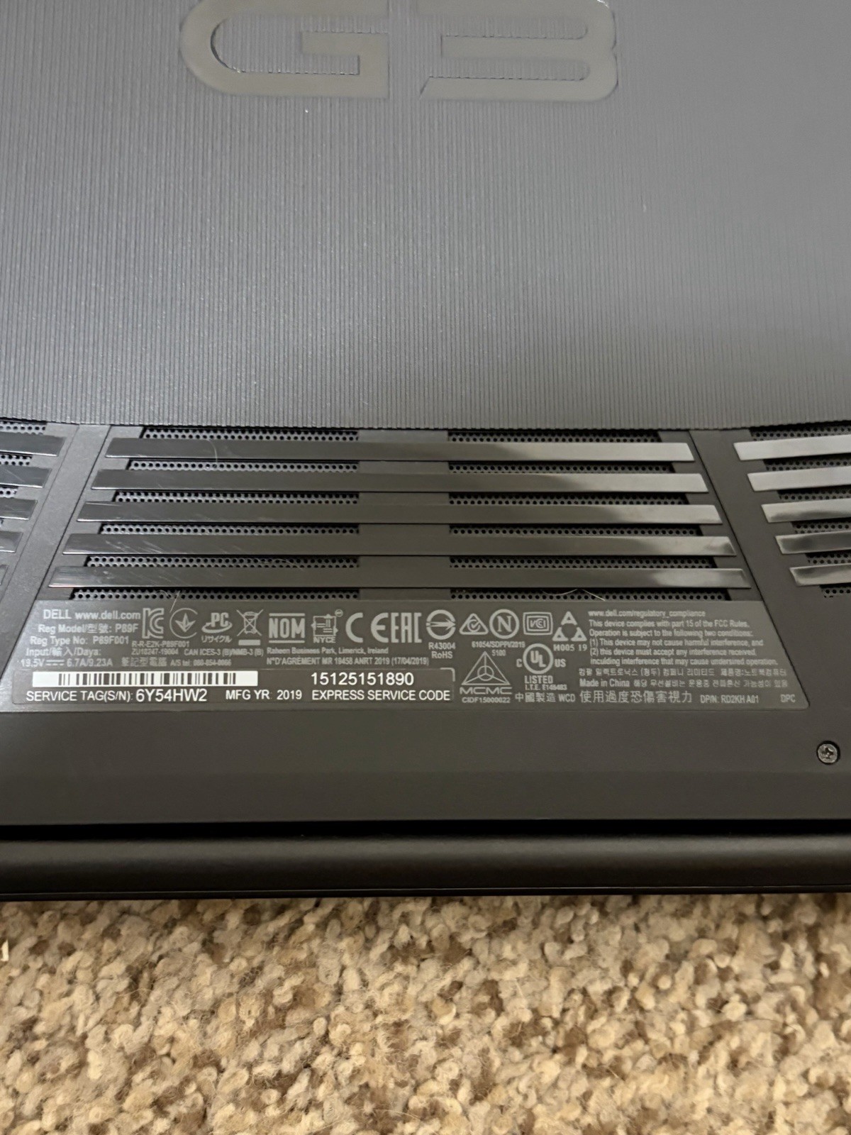DEll G3 3590 15.6″ Full Hd Gaming Laptop i5-9300H GTX 1050 12Gb Ram 1TB READ