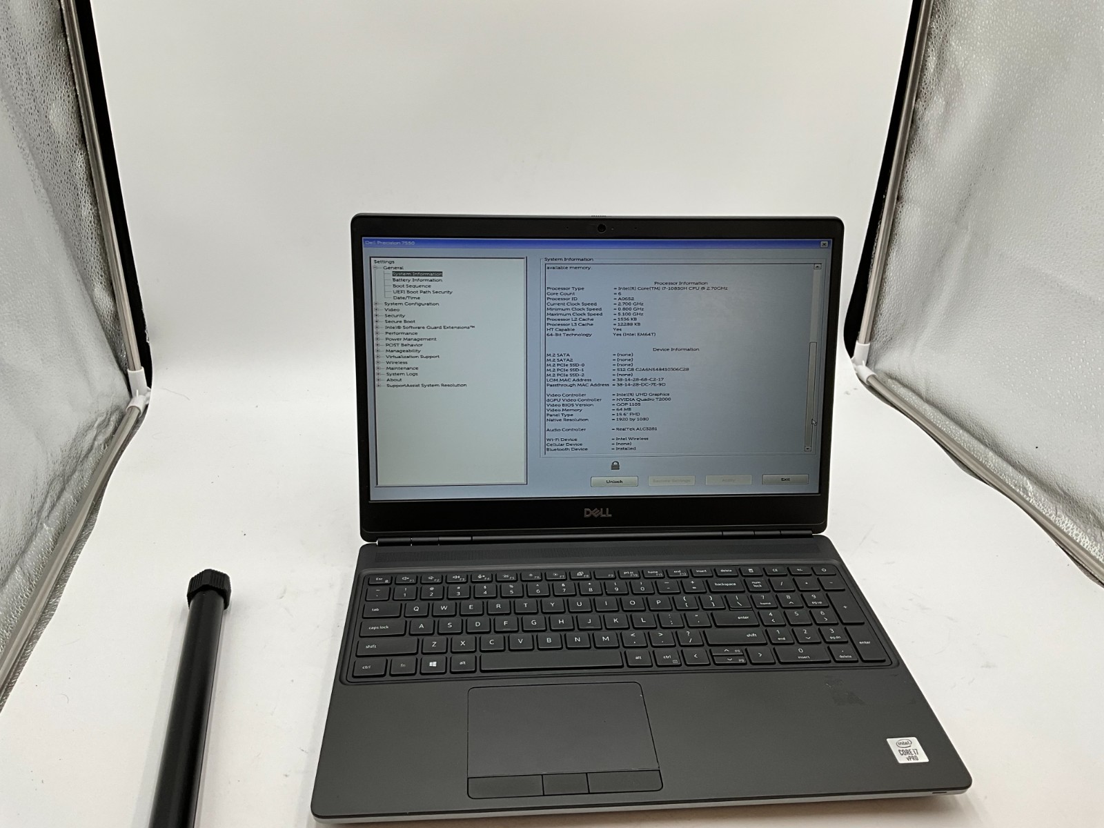 DELL Precision 7550 i7-10850H 2.70gh 64gb 1TB T2000 15.6″ LAPTOP B0L7Z33