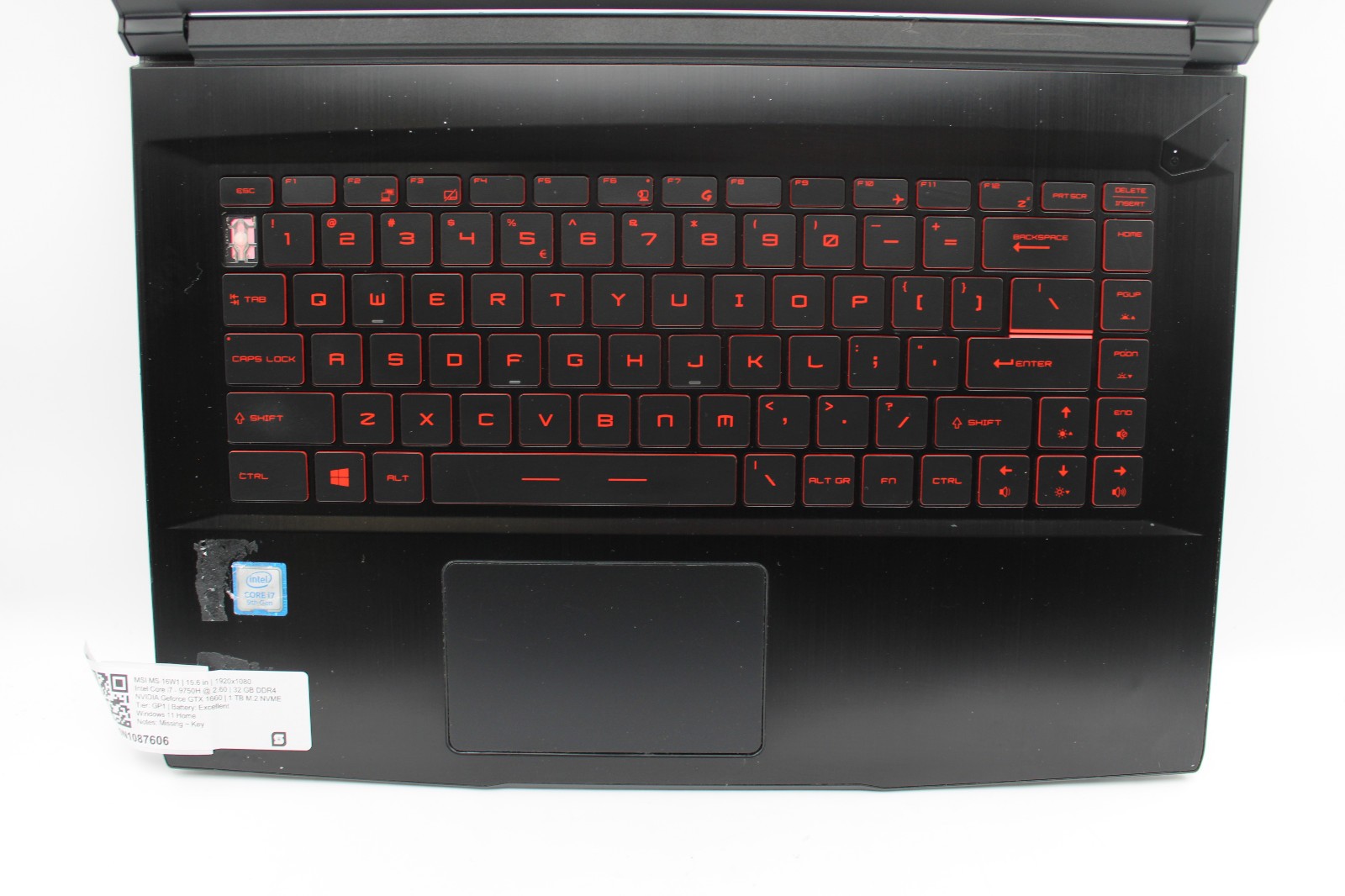 MSI GF65 Thin 9SD _ i7-9750H _ 32GB RAM _ 1TB SSD _ GTX 1660 Ti _ w11h _ No AC