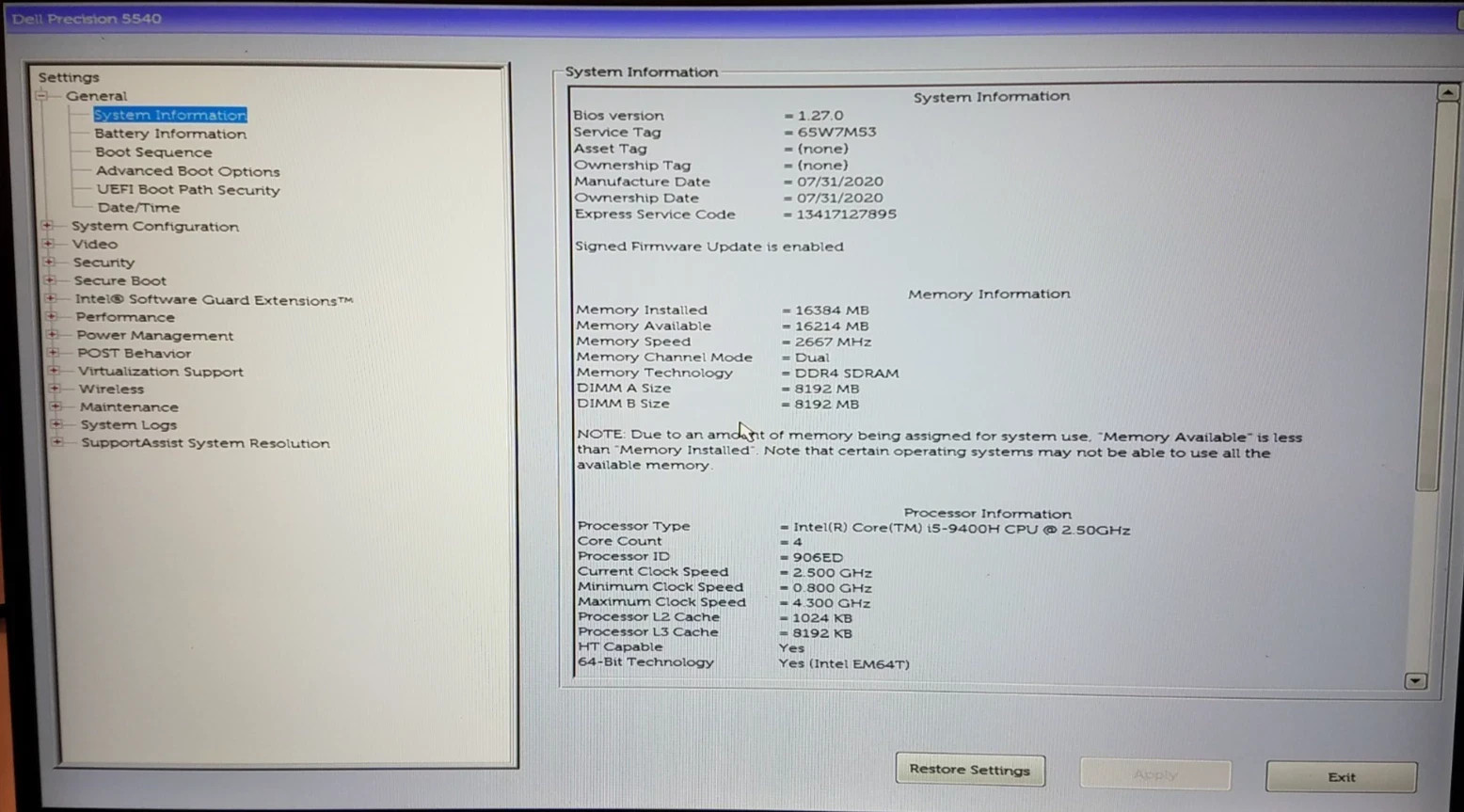 Dell Precision 5540, 15.6″, i5-9400H@2.5GHz, 16GB, 512GB NVMe, No OS, Lot of 4
