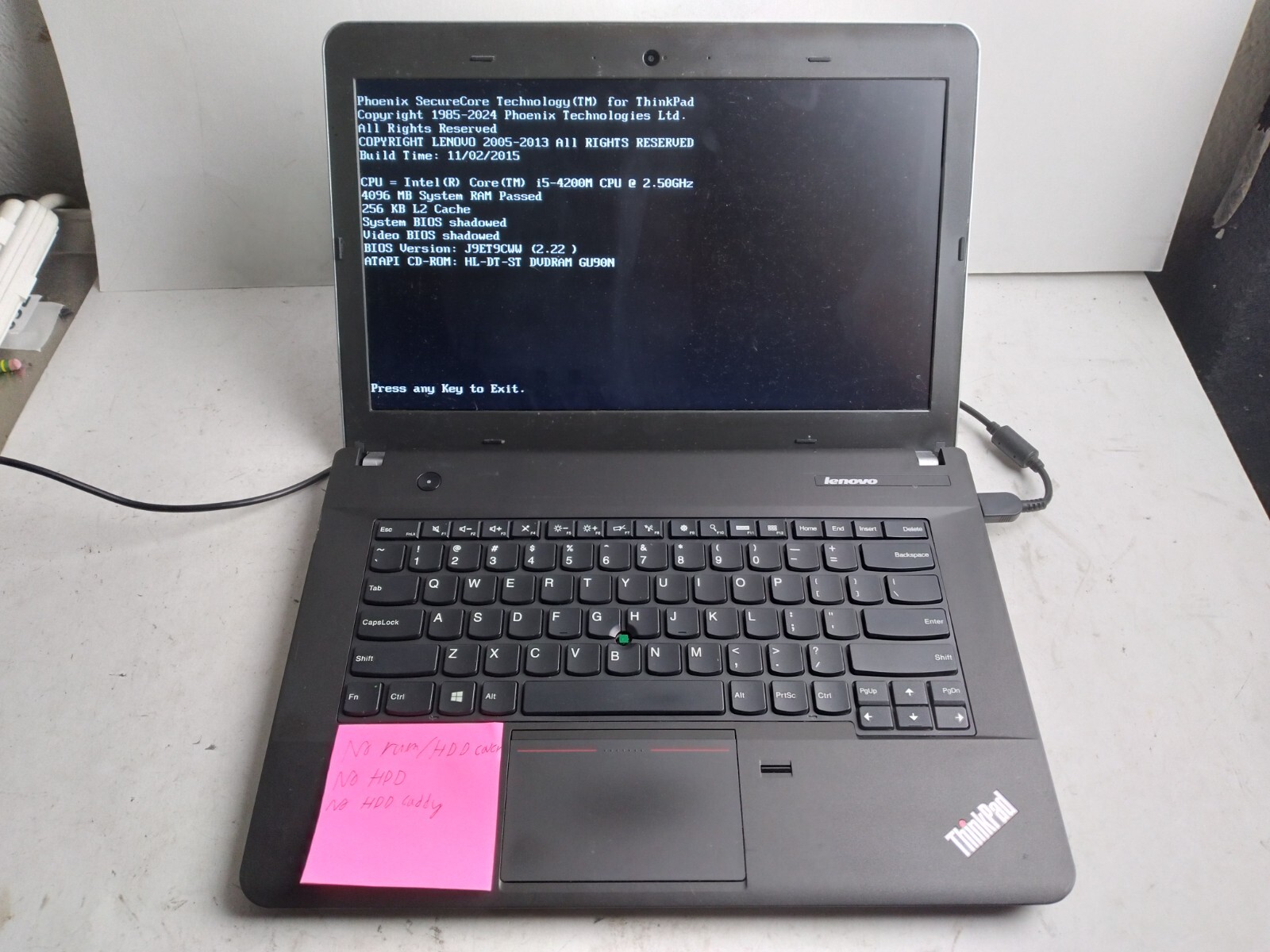 Lenovo ThinkPad E440 w/i5-4200M, 4GB RAM, 14″ Laptop for Parts/Repair