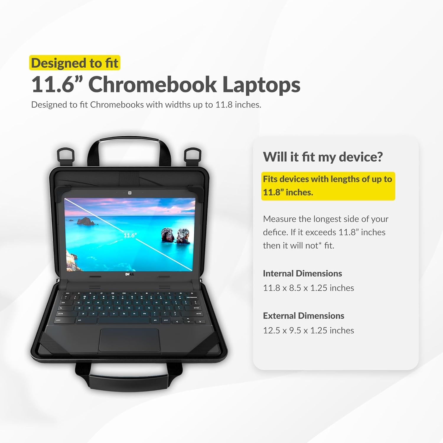 Chromebook Hard Case 11-11.6 Inch with Adjustable Shoulder Strap & Accessory Pou