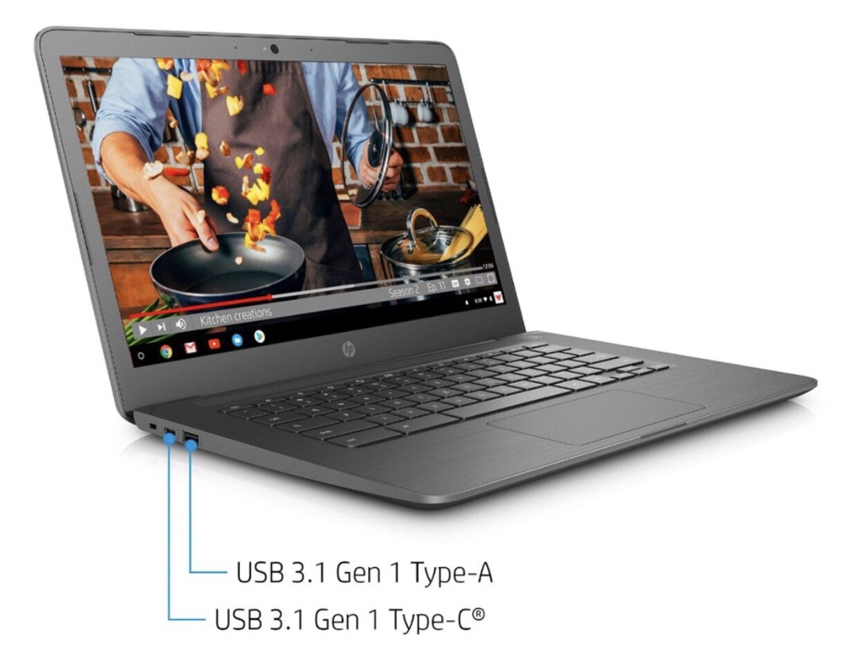 HP 14″ Touch-Screen Chromebook Intel Celeron 4GBMemory 32GB eMMC Flash N3350Gray
