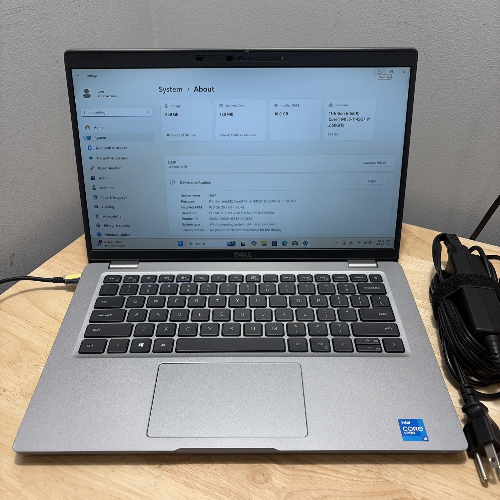 Dell Latitude 5420 14” FHD, 256GB SSD Intel i5-1145G7 16GB WCam WiFi Win 11 Pro