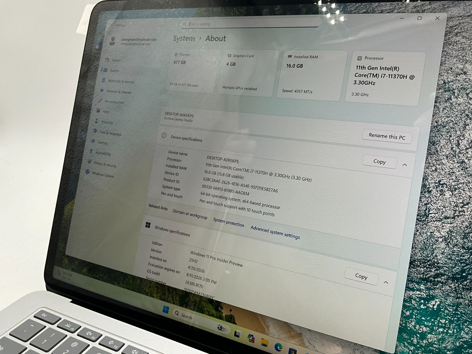 Microsoft Surface Laptop Studio – i7-11370H 16GB 512 0F00FWM230800C *READ* 14.4″