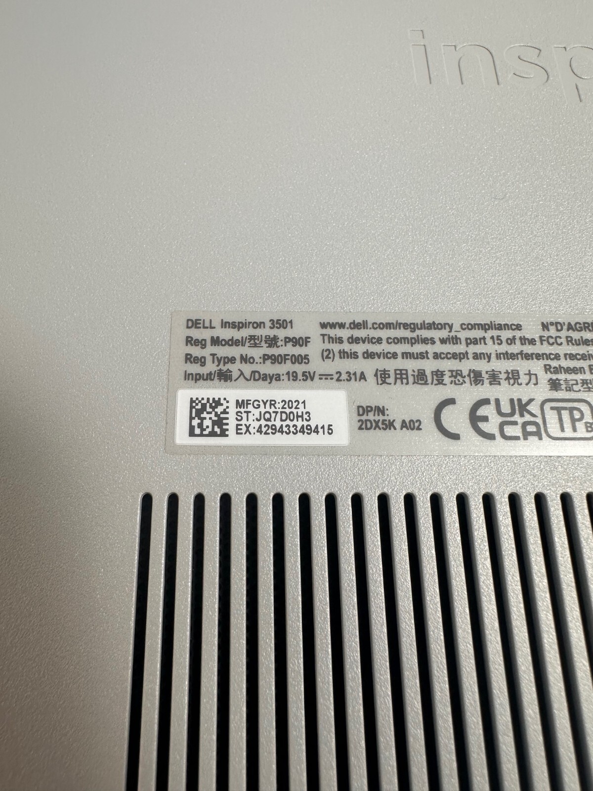 Dell Inspiron 3501 15.6″ i3-1115G4 256gbSSD 8GB