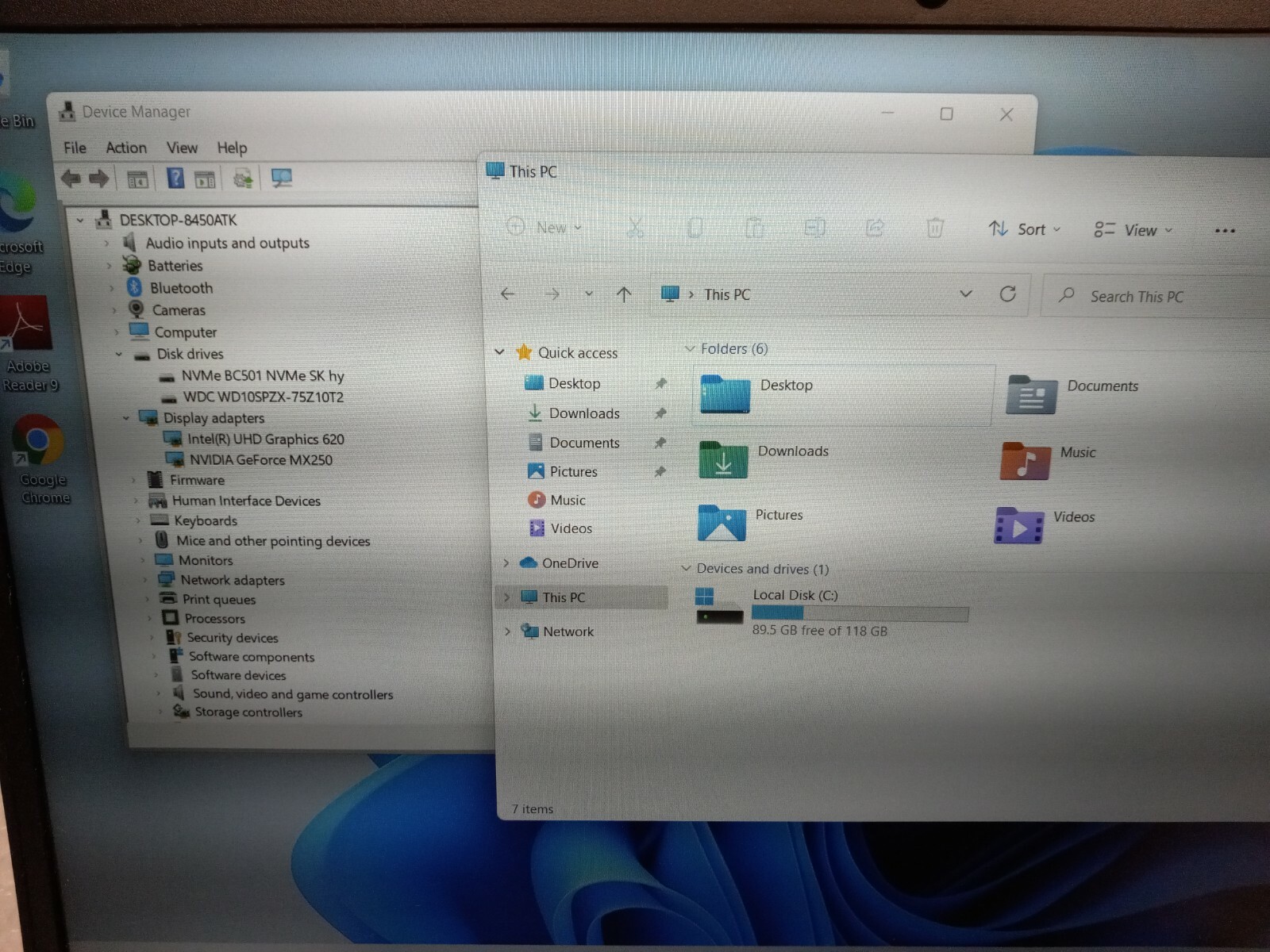 Dell Inspiron 15 7000 Intel Core i5-8265U 1.6GHz 8GB 1TB HD/SSD W11 NVIDIA MX250