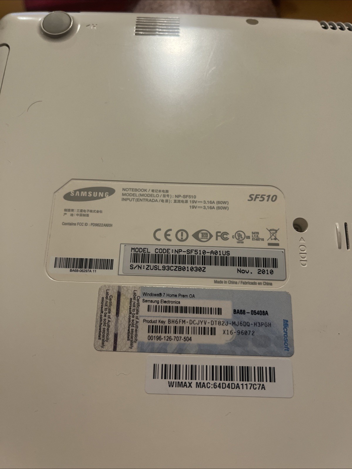 Samsung SF510-S01US 15.6″ Notebook Computer. Untested . 2010