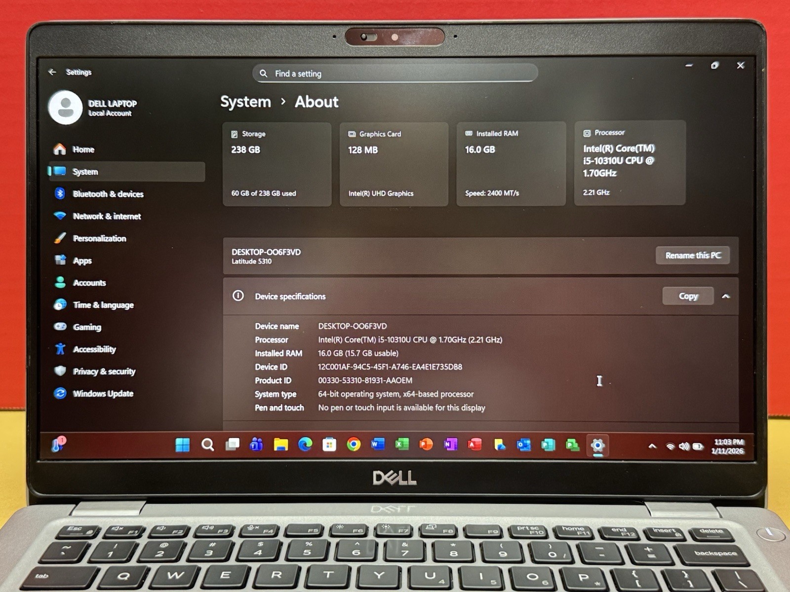 Dell Latitude 5310 i5 10310U 1.7GHz 16GB RAM 256GB SSD Windows 11 Pro