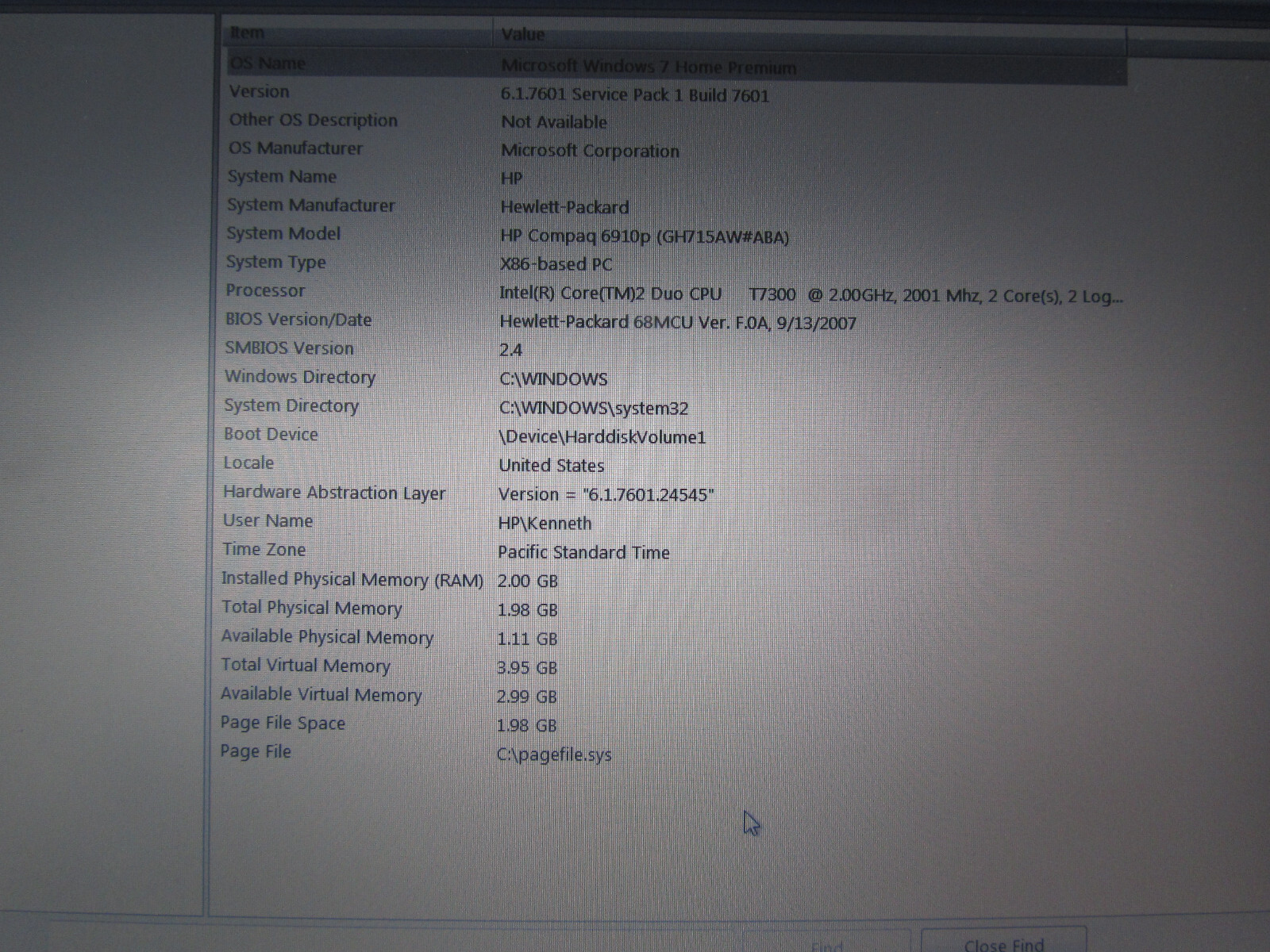 HP Compaq 6910p Laptop Computer Windows 7 229 GB HDD Intel Core 2 Duo 2.00GHz