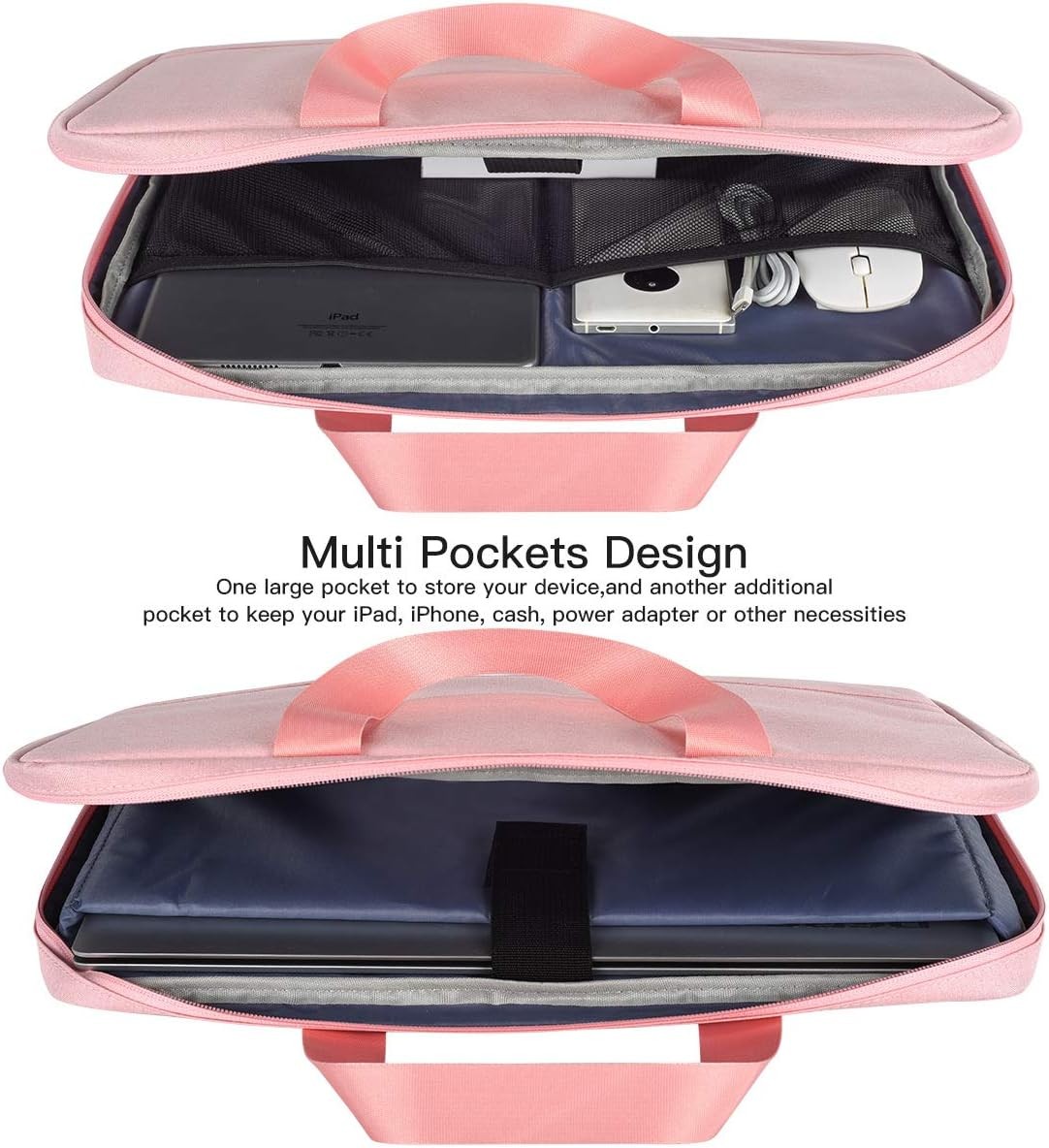 Pink Laptop Sleeve for Women, TSA Briefcase for 17-17.3 Inch Laptops, Stylish Ca