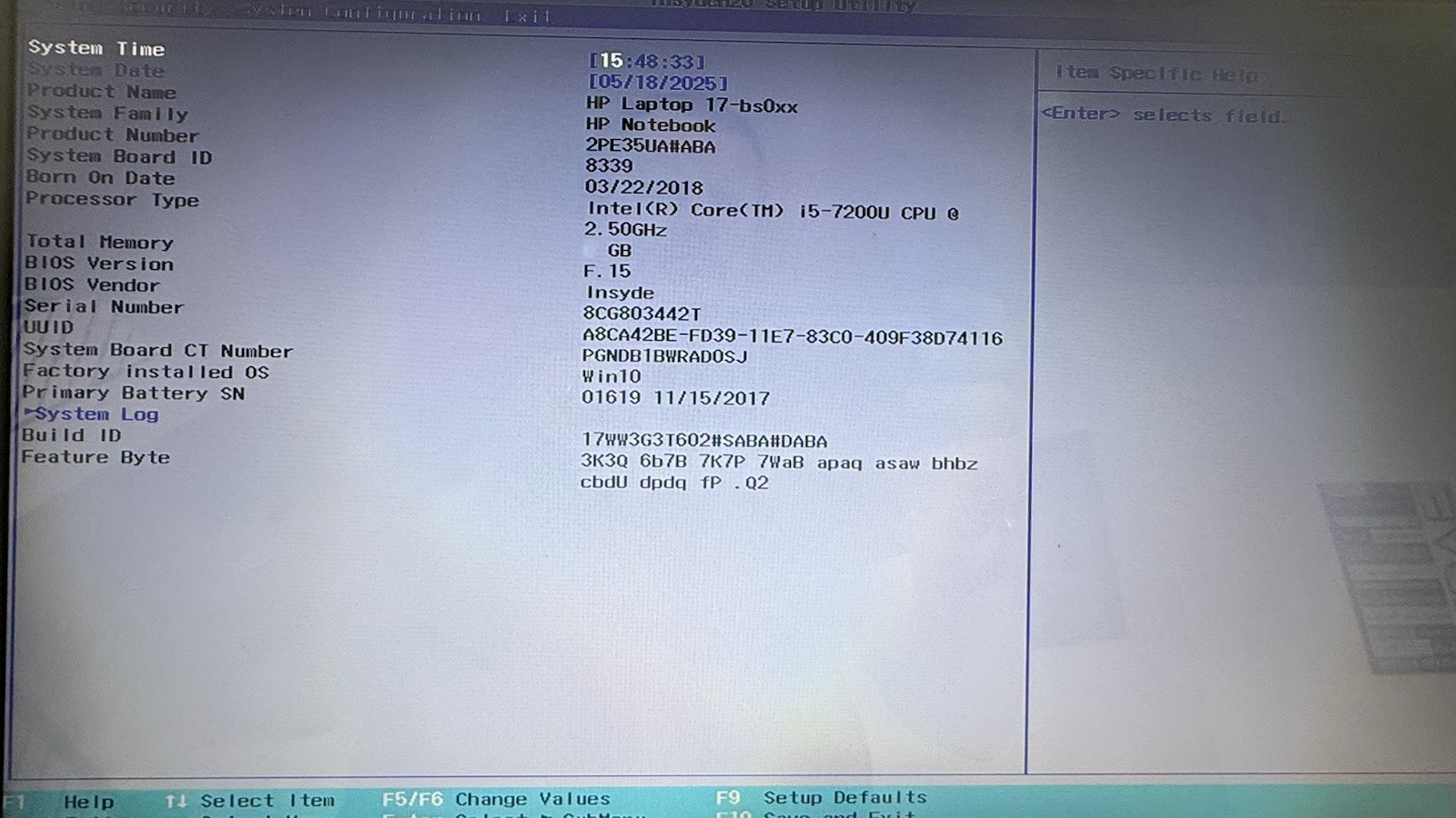 17.3″ HP PAVILION 17-BS049DX INTEL CORE i5-7200U 2.50GHZ No DDR, HHD, Adapter
