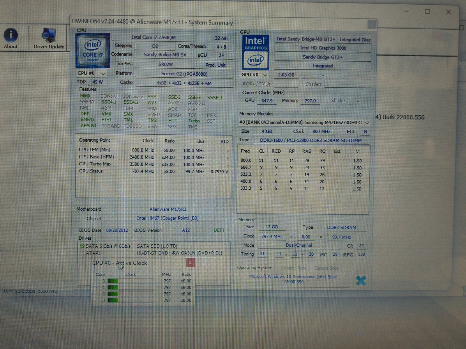 Dell Alienware M17xR3 17.3” i7-2760QM 2.4ghz 12gb ram 1TB Charger*READ CYC46R1