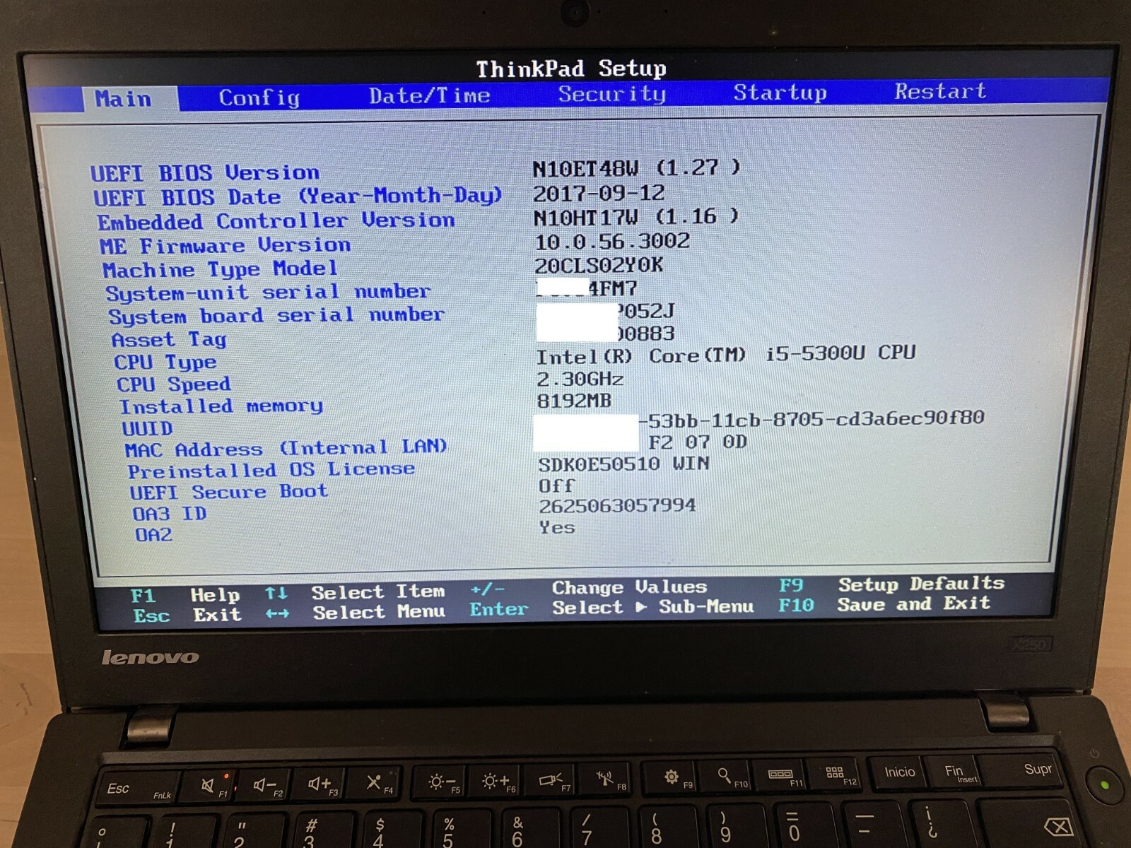 Lenovo ThinkPad X250 Intel i5-5300U 2.30Ghz 8GB RAM 500GB HDD Windows 10 PRO