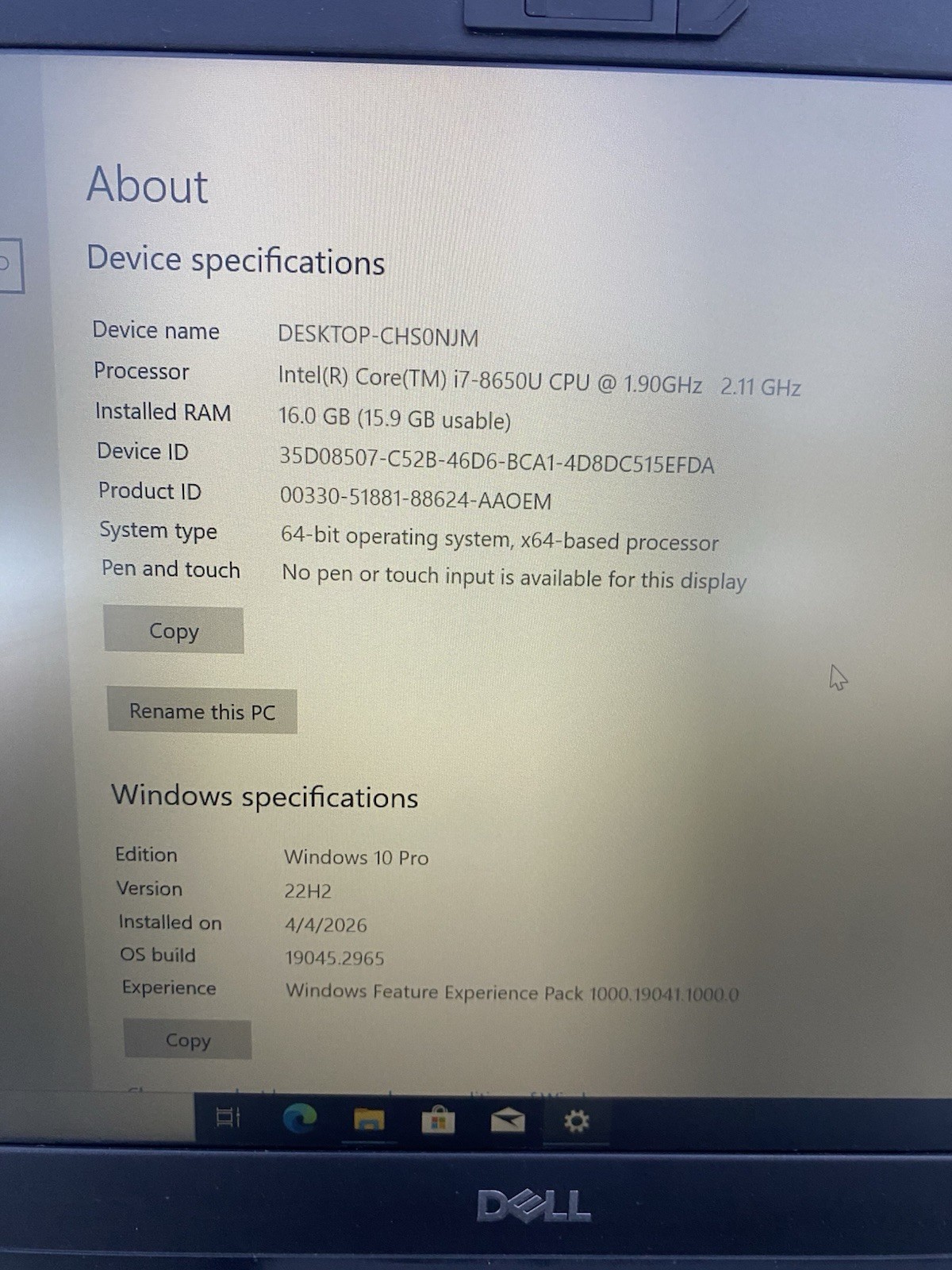 Dell Latitude 14″ Laptop 5490 i7 8th Gen | 16GB Ram 256GB NVMe | Windows 10PRO