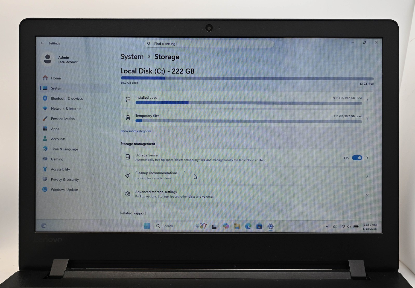Lenovo Idea Pad 110-15ISK i3-6100u 2.3GHz 8GB RAM 256GB SSD Win 11 Home
