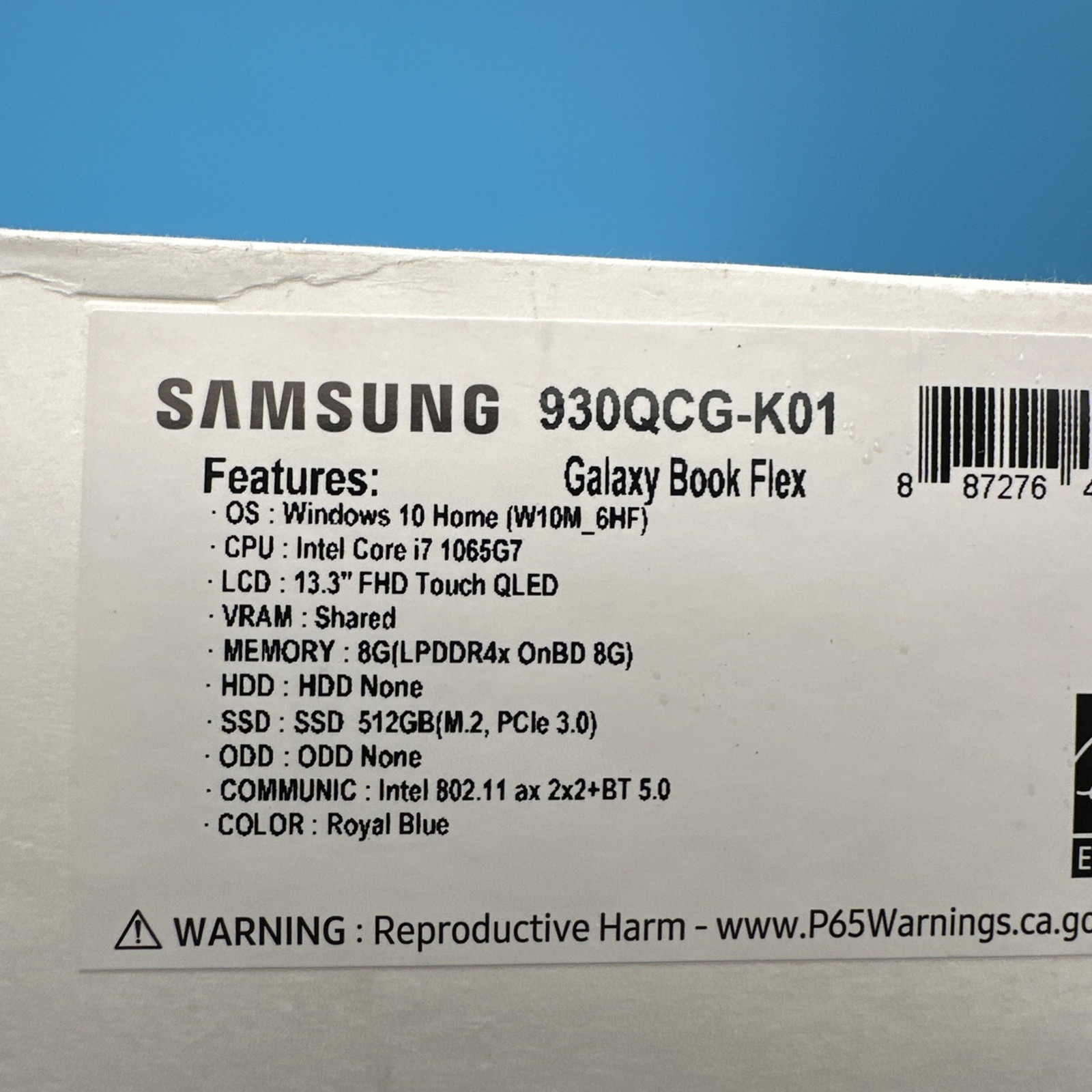Samsung Galaxy Book Flex 13.3″ Laptop Royal Blue, 512GB, I7 Processor