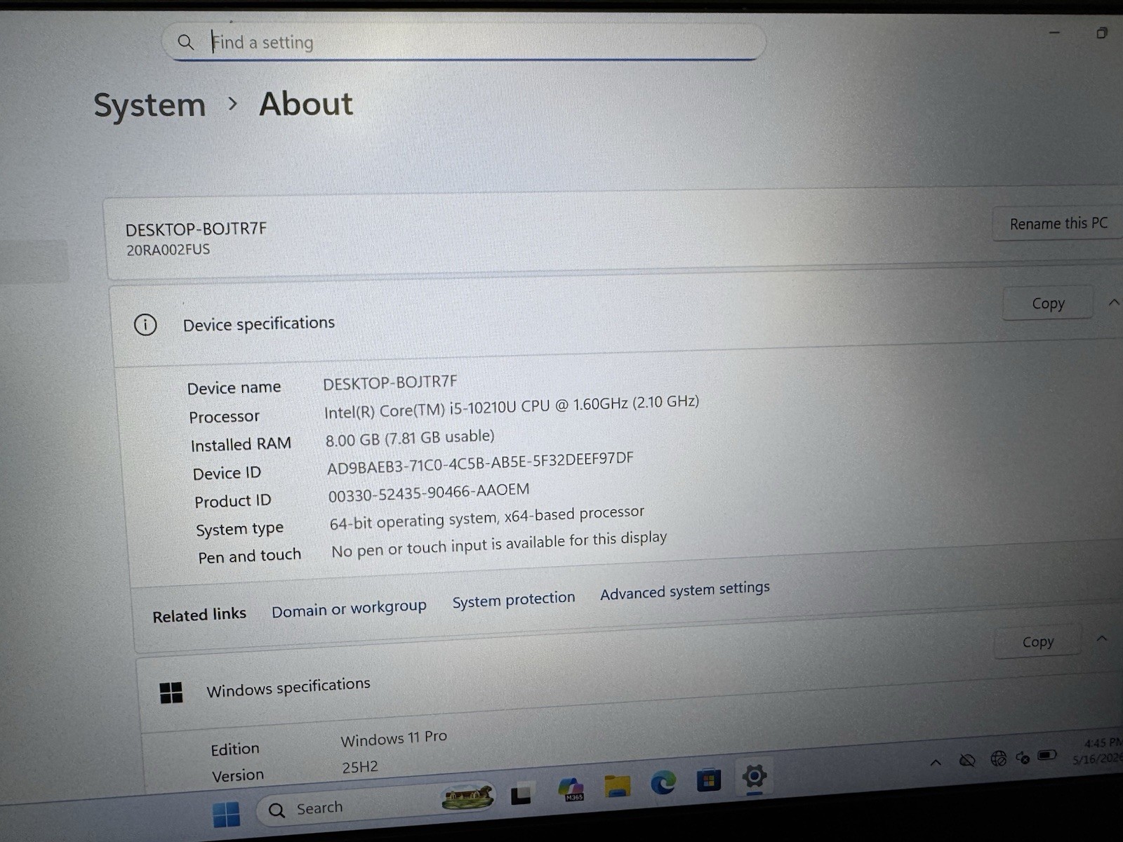 Lenovo ThinkPad E14 Gen 1 14″ FHD i5-10210U 8GB RAM 128GB SSD Win 11 Pro 64-bit
