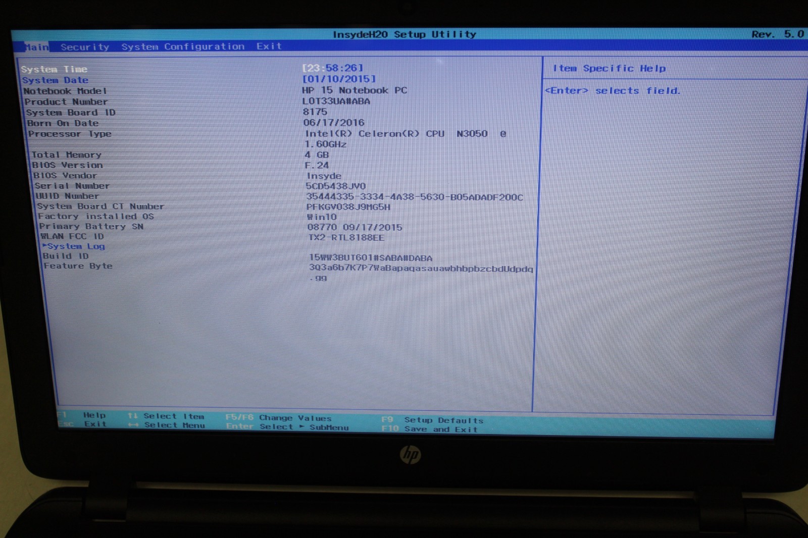 HP 15 15.6in 500 GB HD 4 GB RAM Celeron CPU N3050 30 day warranty No OS