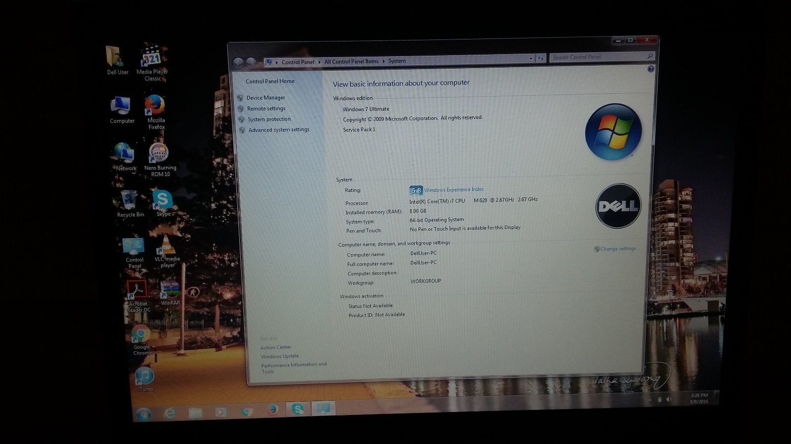 Dell M6500 17″ Intel Core i7 2nd Gen. M620 2.67GHz, 8GB, 160GB SSD, Nvidia
