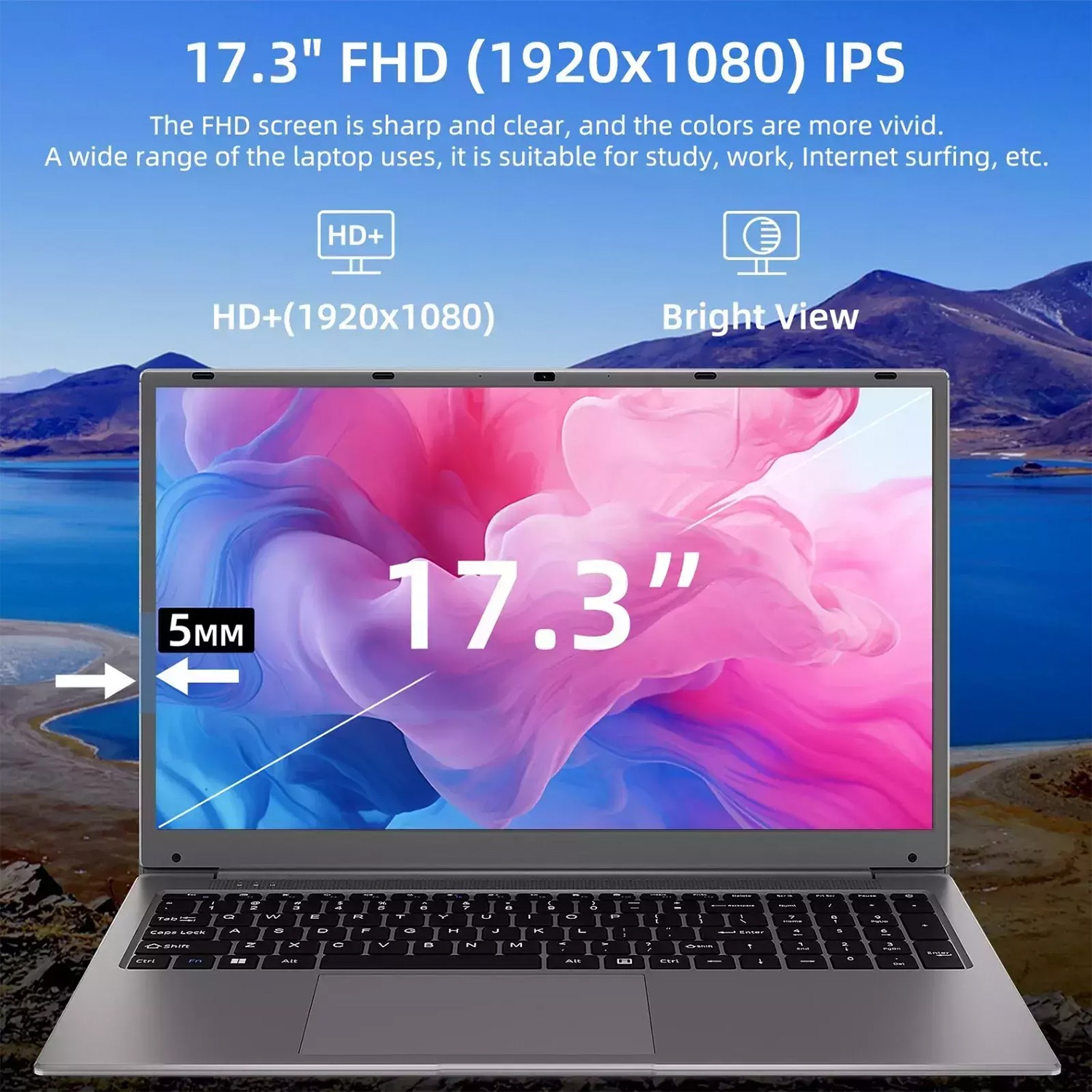 SGIN Laptop 17.3″ Windows 11 Notebook Intel Quad-Core 2.9Ghz 12GB RAM 512GB SSD